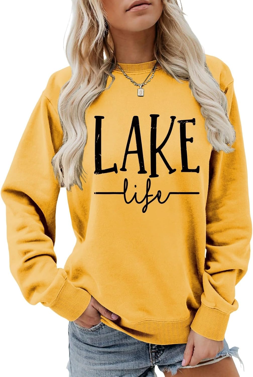 Lake Life Sweatshirt Lake Vibe Shirt Women Crewneck Fall Pullover Tops Funny Weekend Lake Vacation Sweater