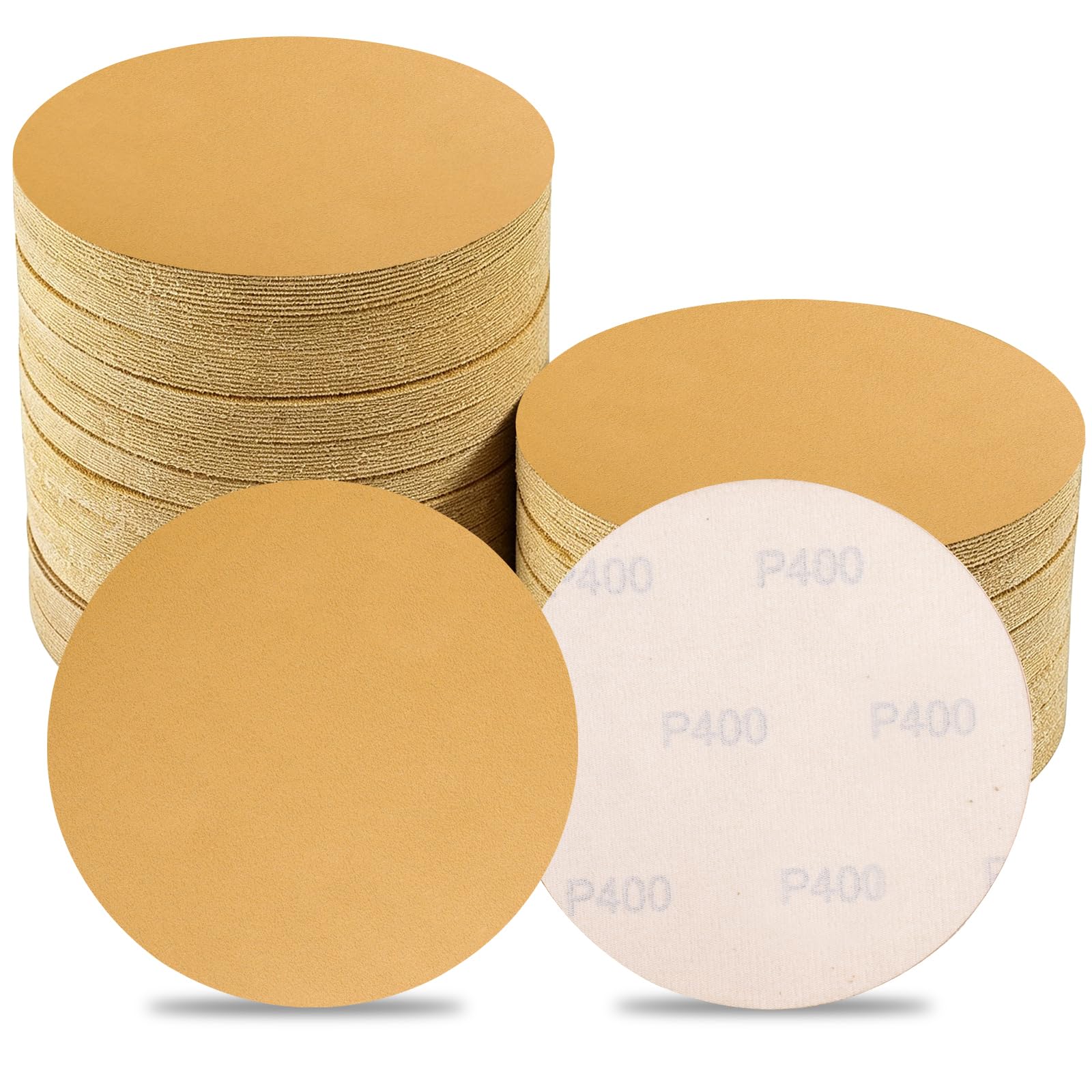 Sruhrak 100PCS 125mm Sanding Discs Sandpaer, 400 Grit Hook and Loop Random Orbital Sander Pads for Sander Wood, Metal, Automotive