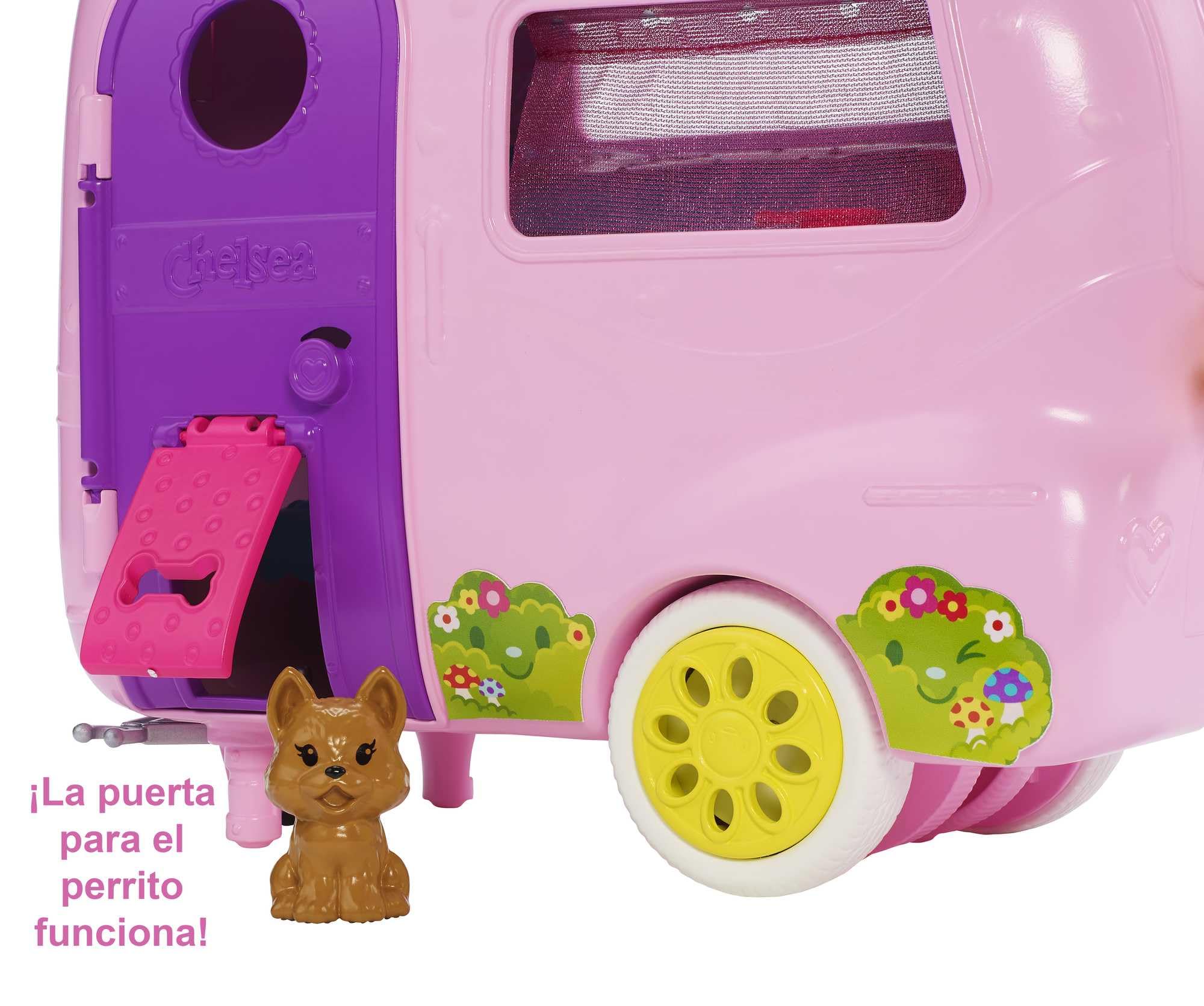 Barbie Chelsea Muñeca y su Caravana, con Perrito y Accesorios, Juguete para niñas y niños, +3 años, Supercaravana Hermana, FXG90