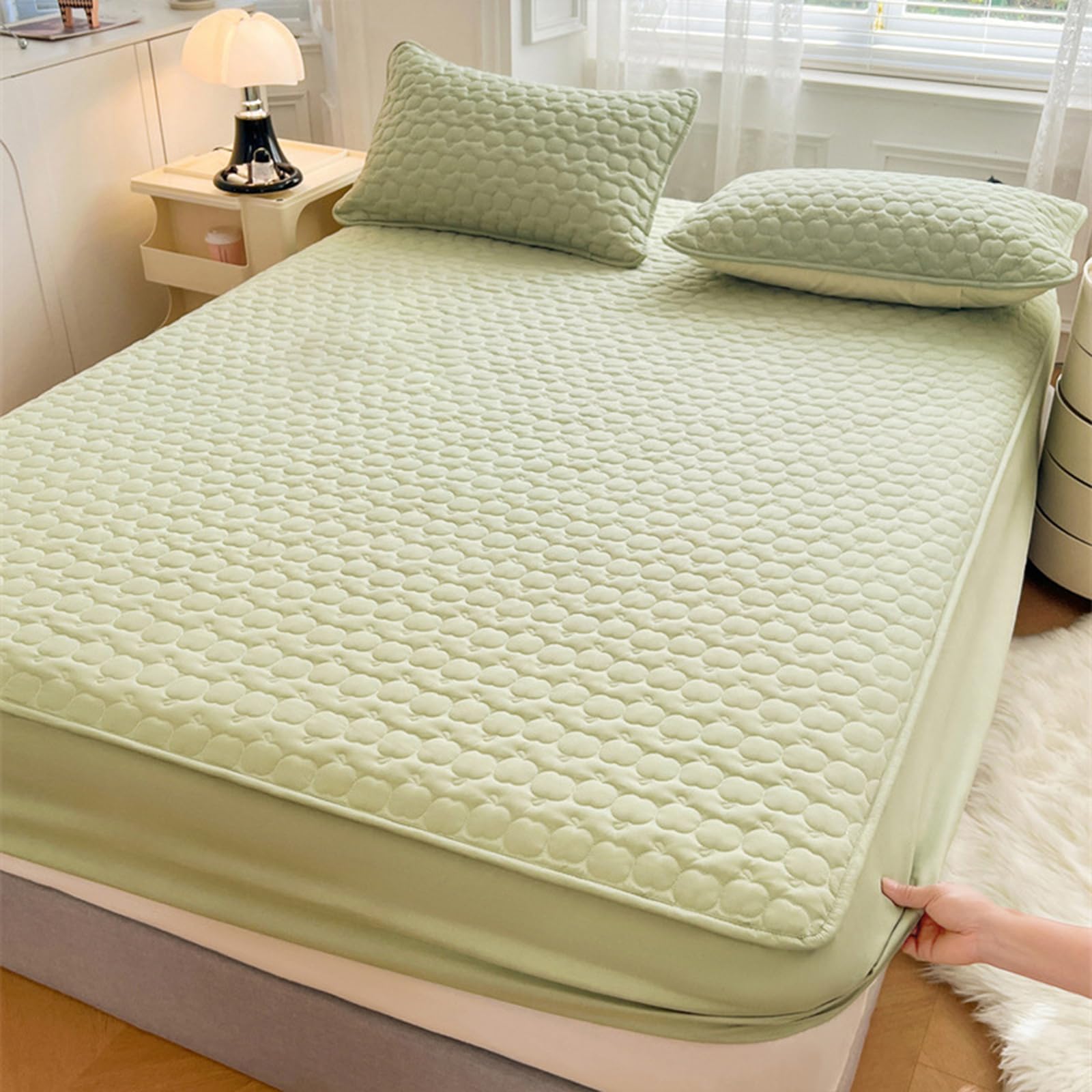 Sábana bajera impermeable de 200 x 220 cm, protector de colchón suave y silencioso, lavable, transpirable, funda de cama de 30 cm de profundidad para máxima comodidad y protección