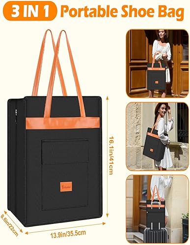 Miniatura 6 de Yotako Bolsa de Zapatos para Viaje con Mango de Cuero Negro Gris, Negro -, Estándar, Moderno