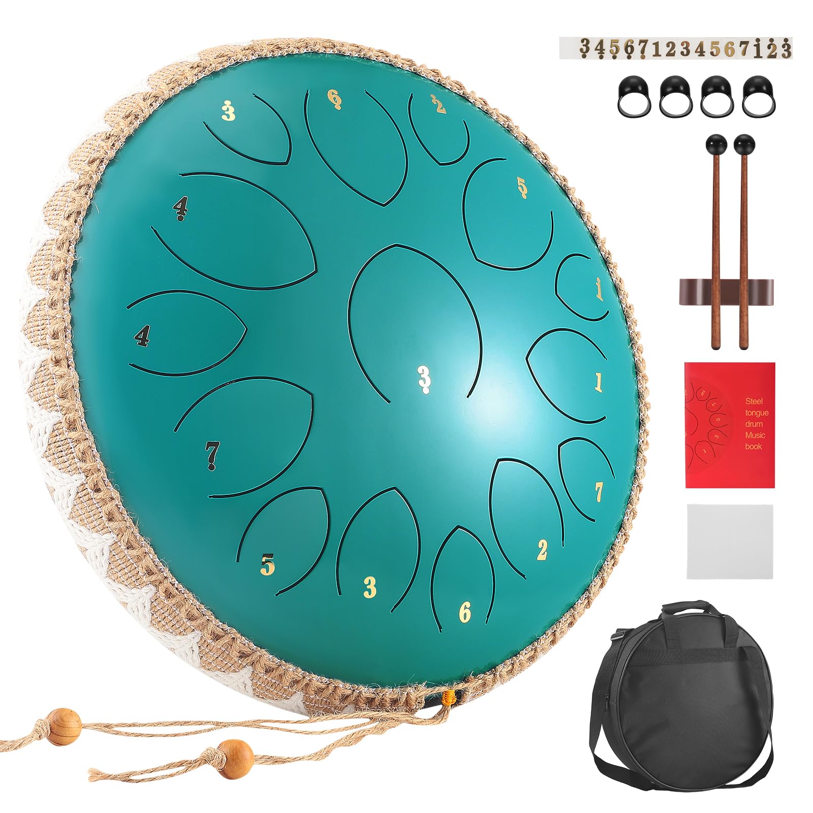 Tambor de Lenguetas de acero 14 pulgadas 15 notas Tongue Drums, Instrumento musical para niños, Handpan para Meditación, Relajación de Melomanas y Principiantes