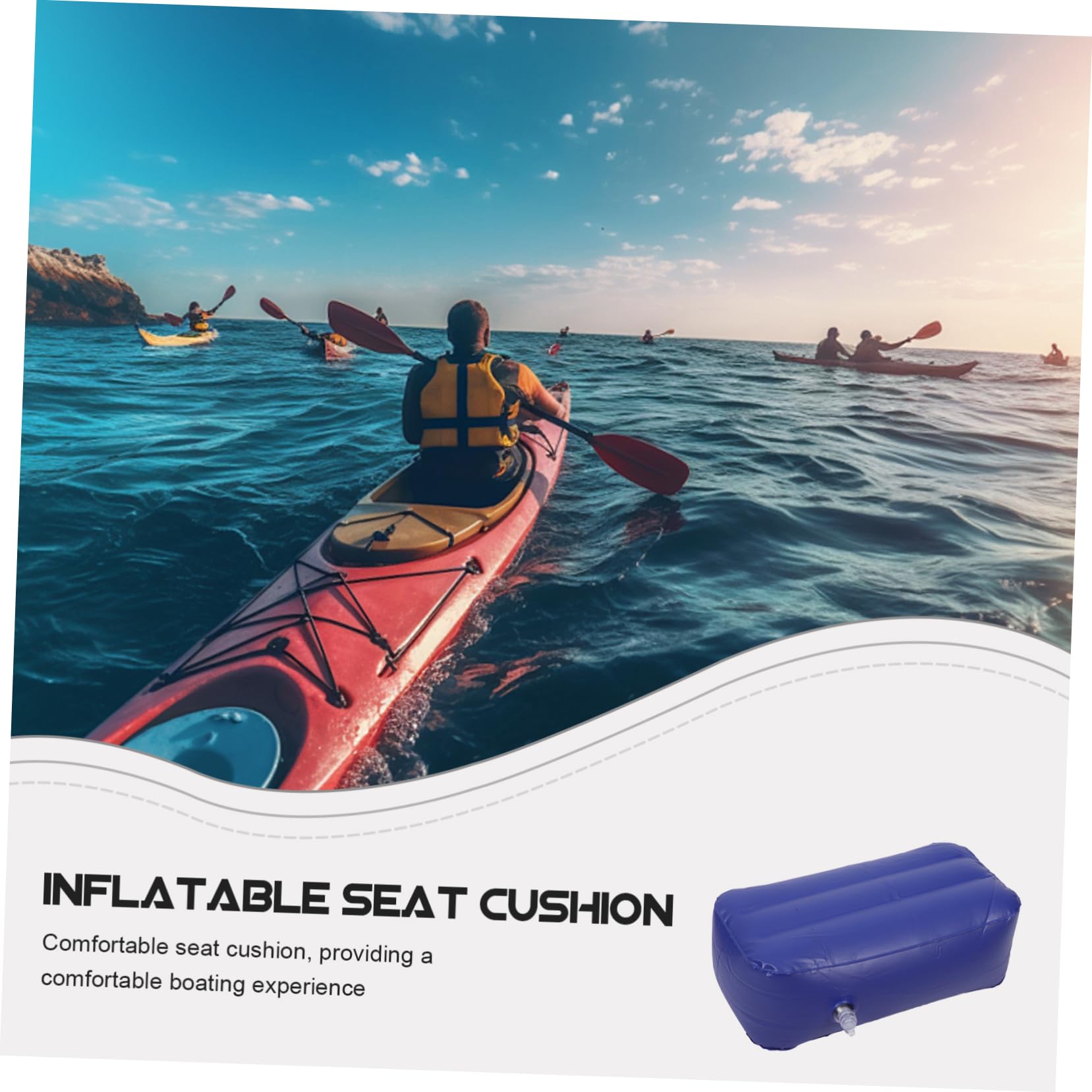 WOONEKY Cuscino Gonfiabile per Esterni in Pvc Design Ergonomico Antiscivolo per Amanti degli Sport Acquatici e Attività di Drifting e Water Sports