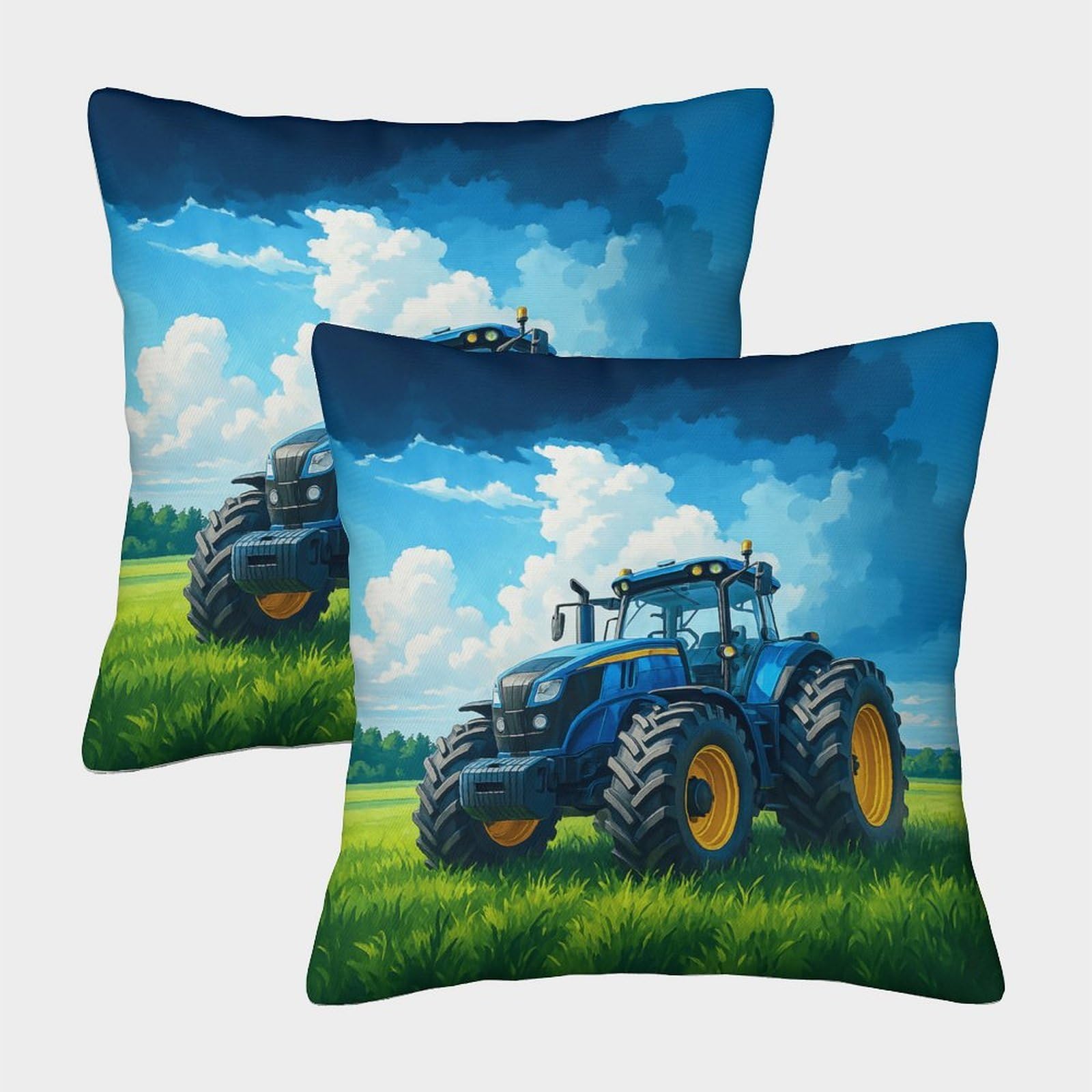 QFVANSIYO Farm Scenery 3D Printed Microfiber Pillowcase for Adult Bedroom Bedding Tractor Pattern Pillow Cover Comfortable for Home 45x45cm