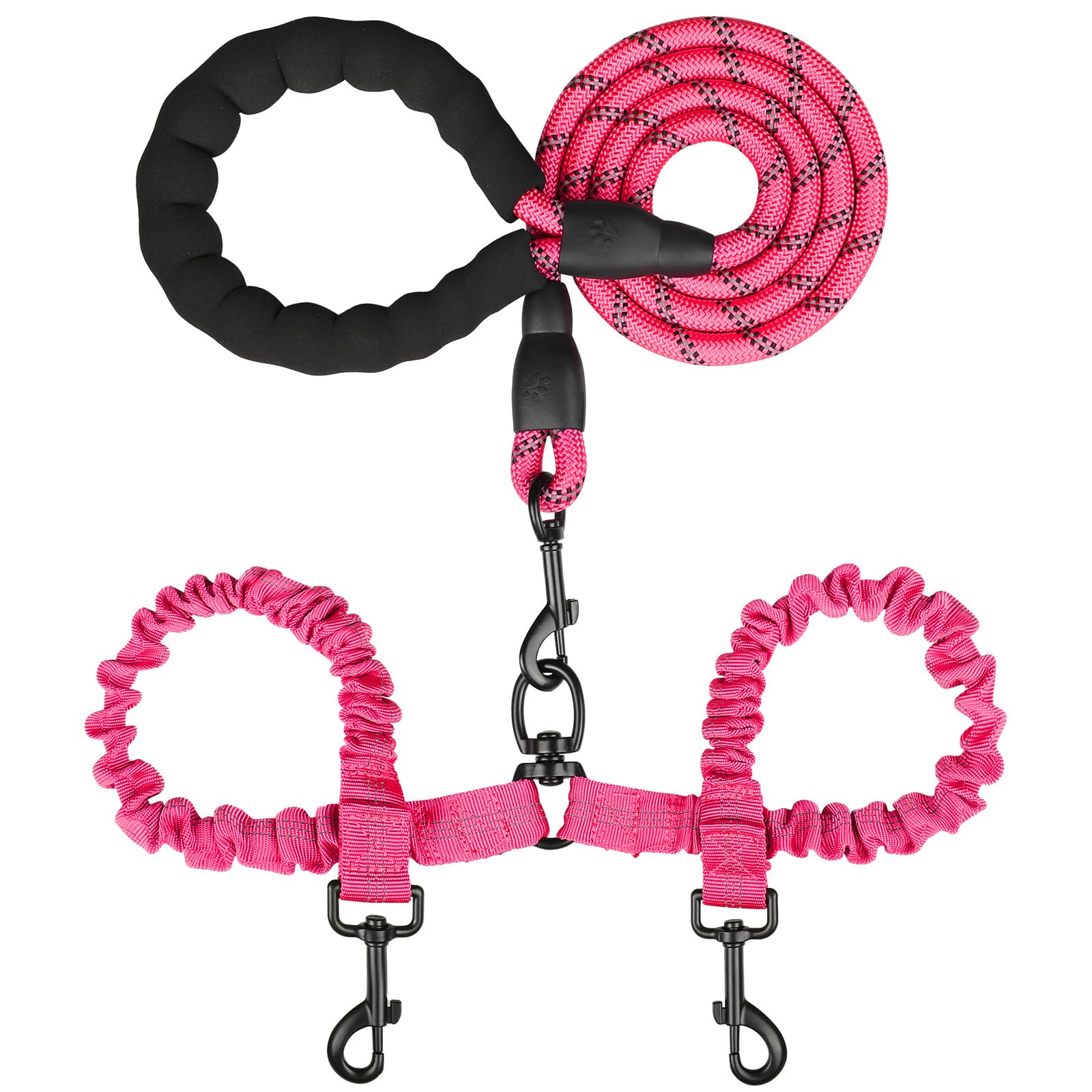 MingXpets Double Dog Leash, Dual Dog Leash, 360° Swivel Tangle Free Bungee Walking Training for Large Medium Dogs, Shock A...