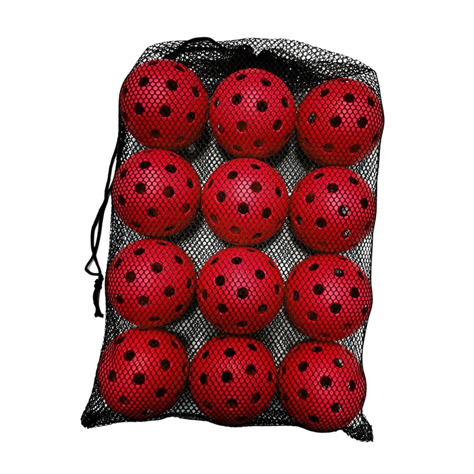 Perfeclan 12x Pickleball Balls Training Pickleball 74mm Professional Pickle Ball 40 Holes Competition Ball Fittings for Indoor Outdoor, red