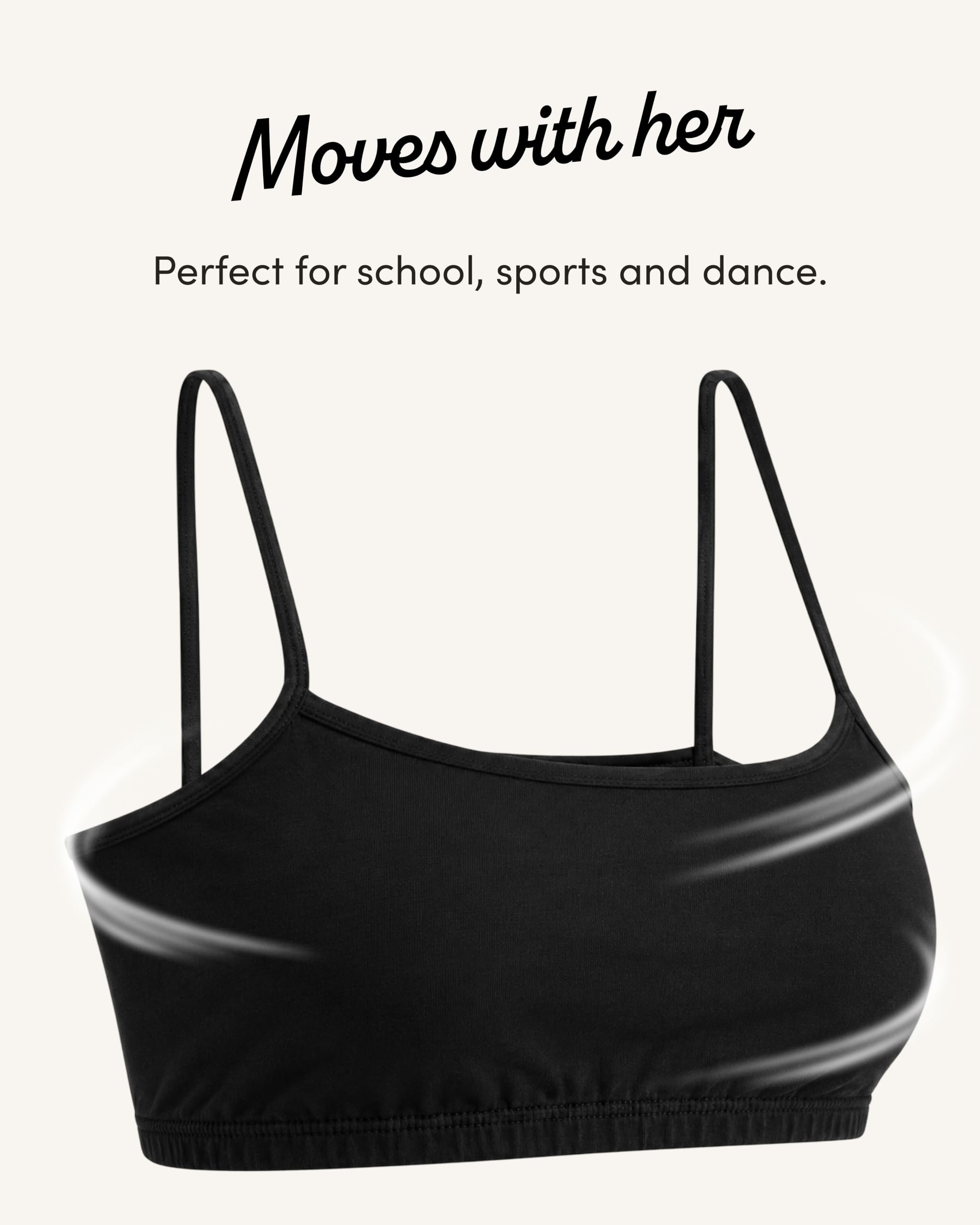 Fruit of the Loom Girls' Big Cotton Spaghetti Strap Sport Bra, Black/Passion Fruit/White - 3 paczki, 36