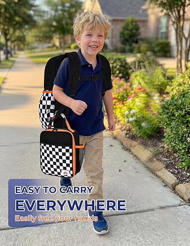 Miniatura 6 de VASCHY Lonchera para niños con aislamiento reutilizable Bento Cooler para niños pequeños, portador de aperitivos con clip manos libres en negro y