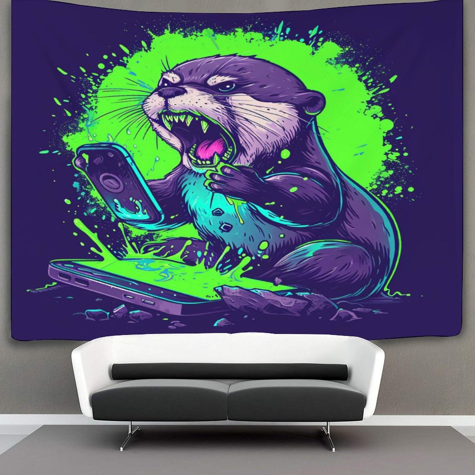 kaiyun 130cmx150cm Tapestry Angry Otter Tapestries Animal 3D Printing Wall Hanging Home Decorations