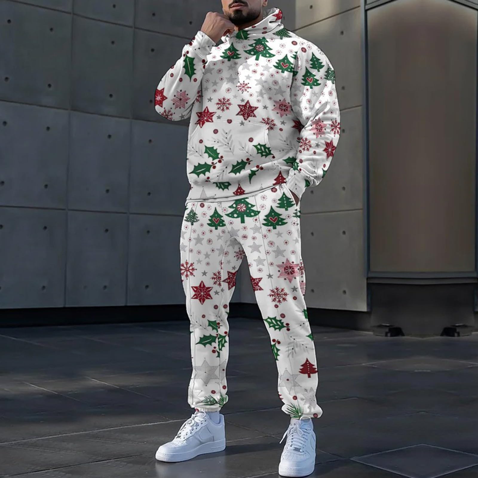 Generisch Ropa deportiva para hombre Traje deportivo de 2 piezas para hombre, ocio, deporte, Halloween, estampado, pantalones de chándal con capucha, chándal S 3XL 2024