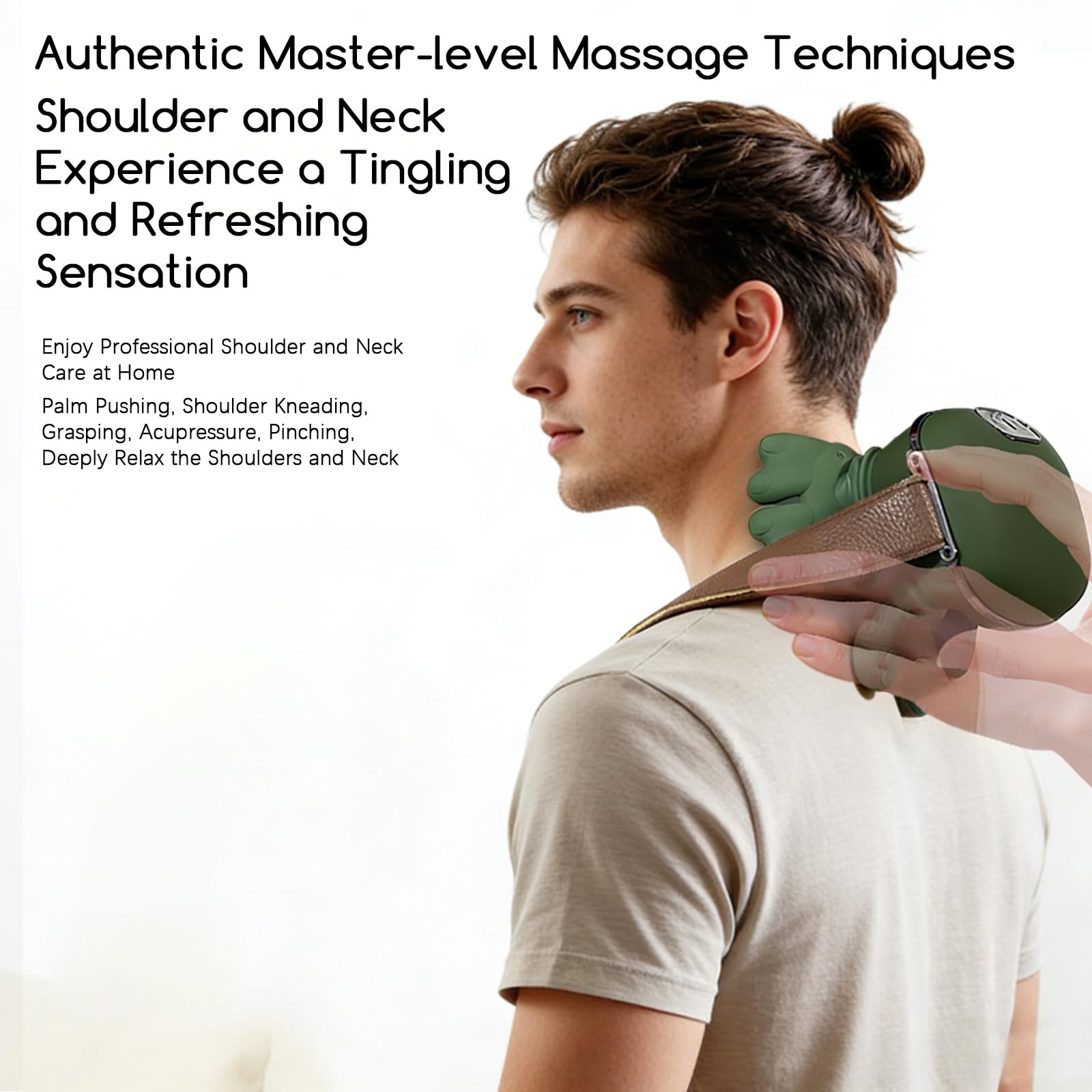 Masajeador de cuello y hombros, masajeador profesional de espalda Shiatsu, amasado 4D de tejido profundo portátil con calor, diseño inteligente de mano humana simulada para aliviar el dolor y