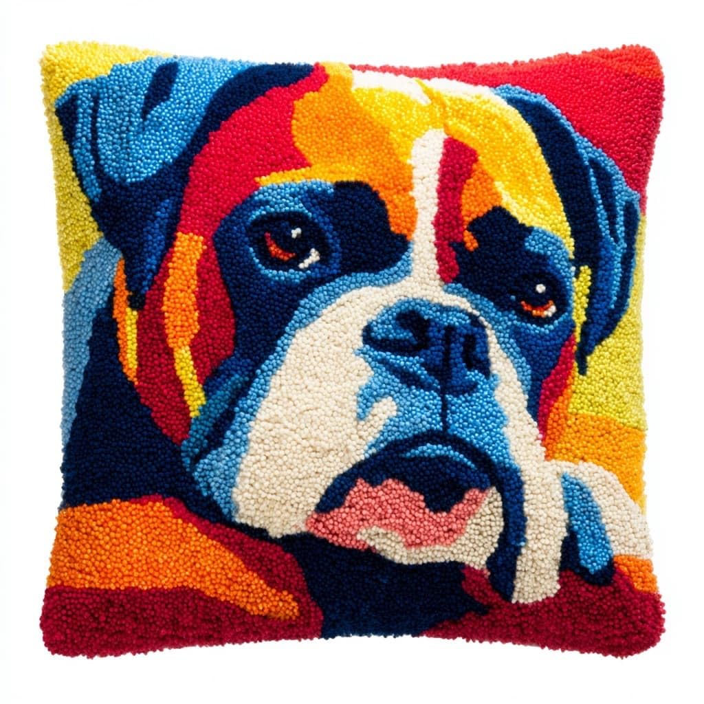 WallustrioaW Latch Hook Cushion Kits,Animal Dog