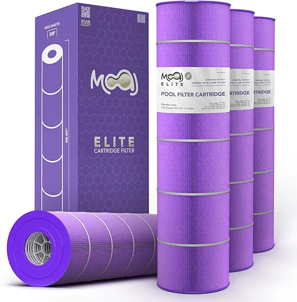 MOAJ Elite Pool Filter 4-Pack Replaces Hayward CX880XRE, C4020, C4025, C4030, SwimClear CX880-XRE, PA106, PA106-PAK4, Filbur FC-1226, Unicel C-7488, XLS722 | 25 1/2" x 7" | Aseptic Hex-Flo Filtration