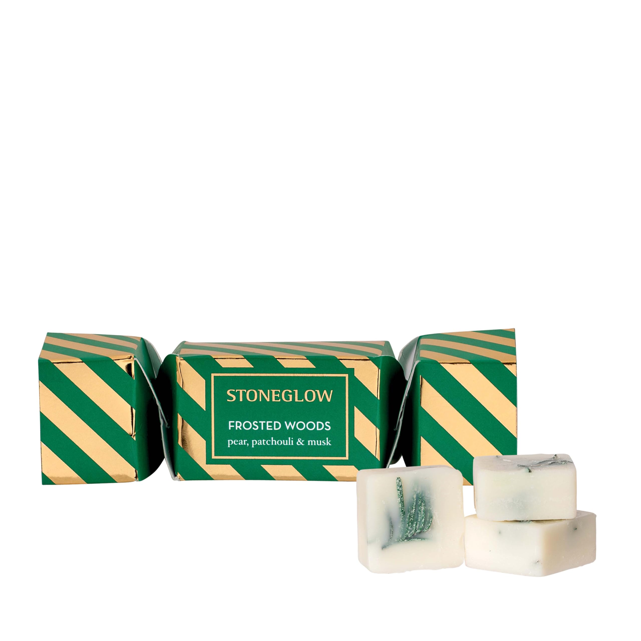 Stoneglow Green Seasonal Collection - Frosted Woods Cracker - Pear, Patchouli & Musk - Botanical Soy Wax Melts X 3