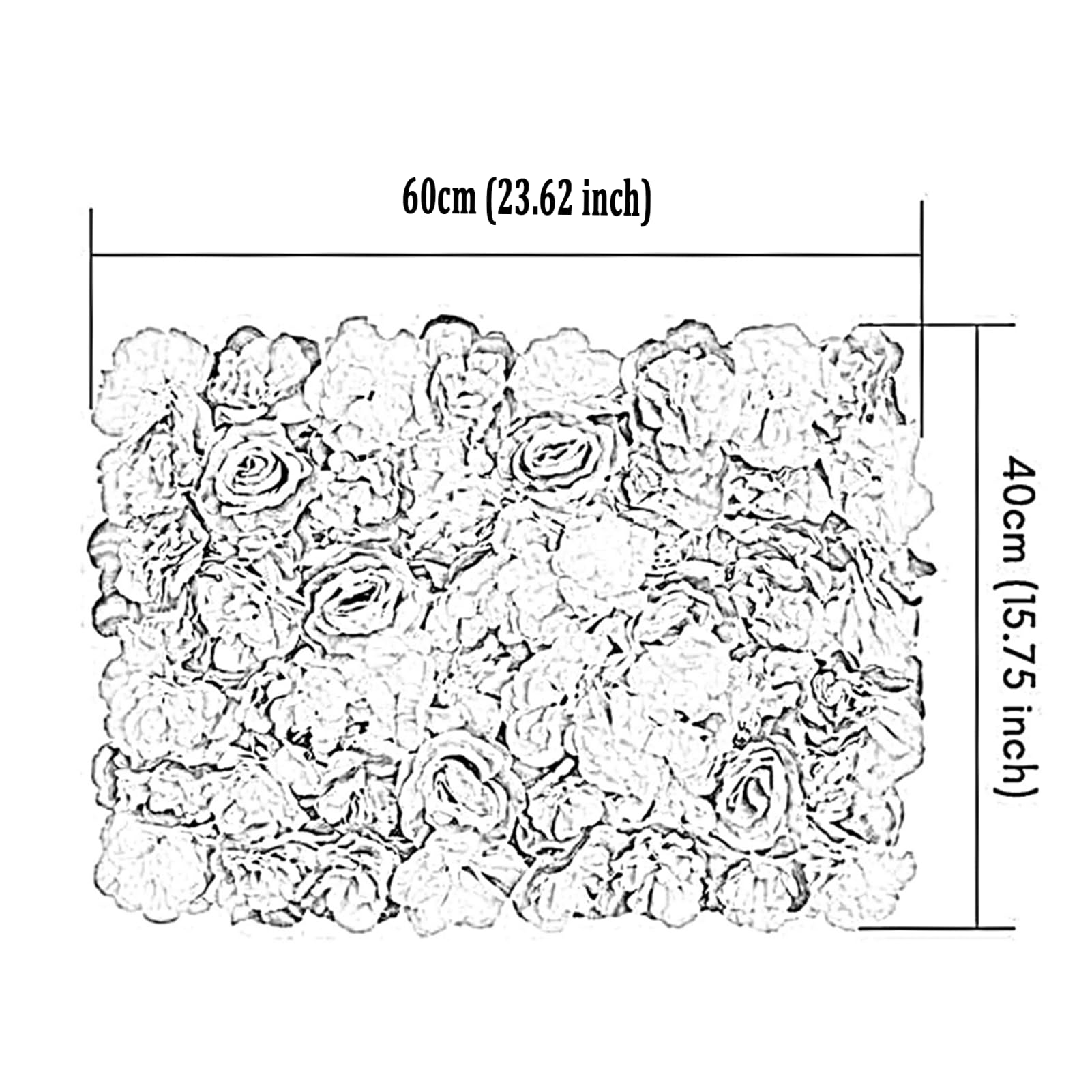 Künstliche Blumenwand, Seidenrosenwand, 60 X 40 cm, Für Hochzeiten, Bühnenhintergrunddekoration, 2 Stück
