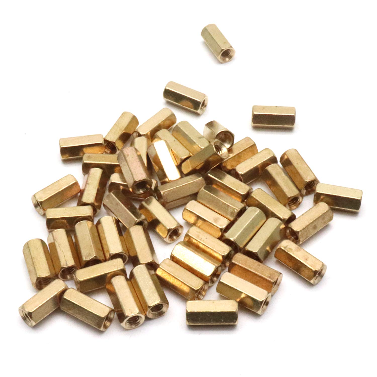 50Pcs M3x10mm Female Thread Brass Hex Standoff Spacer Nut Hexagonal Pillar Screw