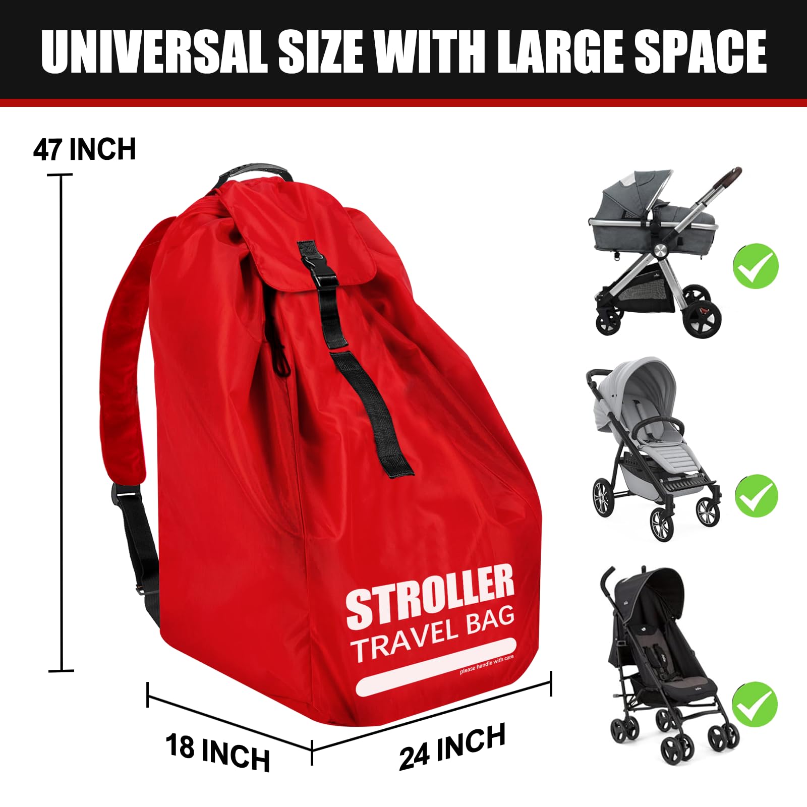 Bolsa para cochecito de avión | Correas acolchadas ajustables y tela de doble parte inferior, bolsa de viaje para cochecito de avión individual y doble, bolsa de viaje para avión
