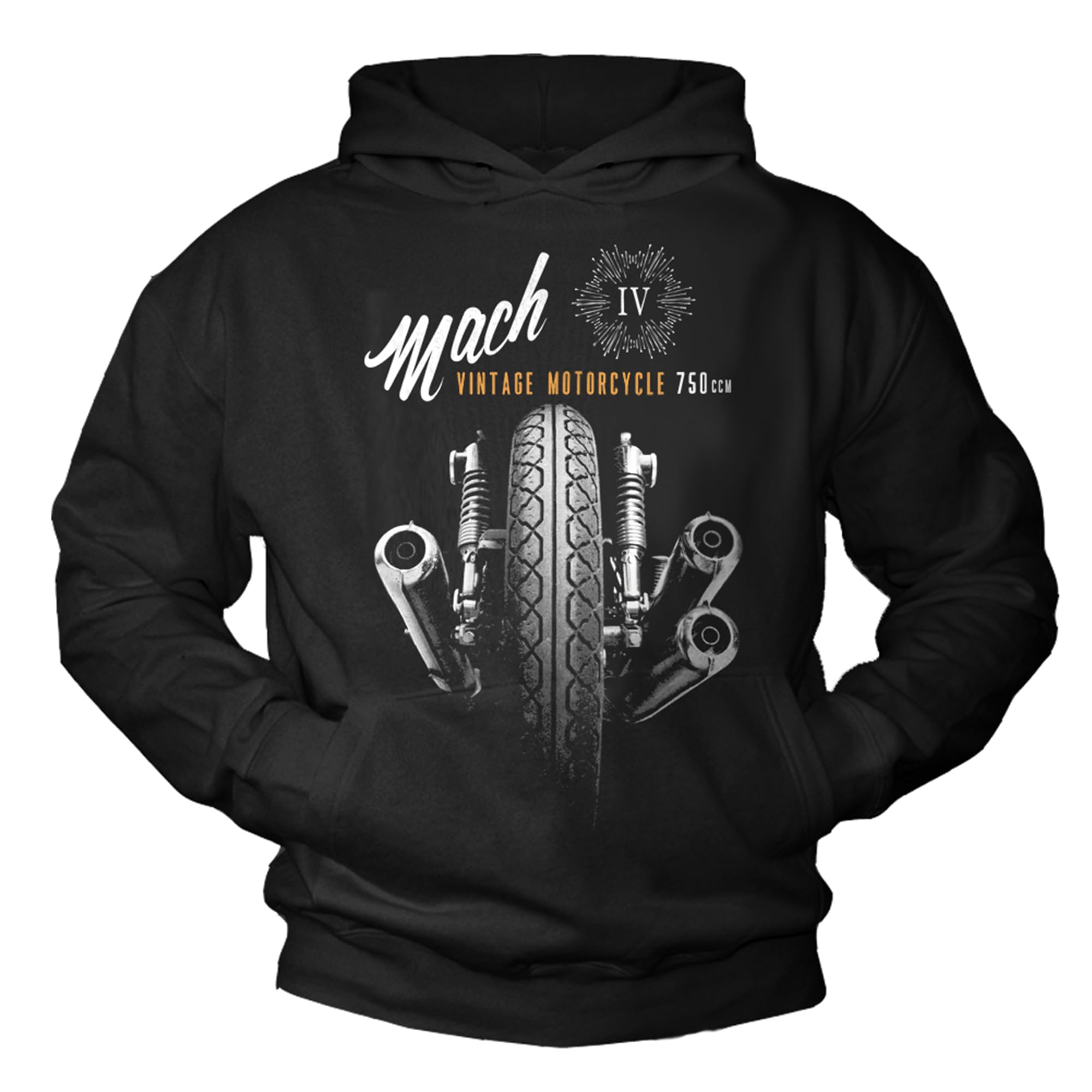 Makaya Vintage Custom Sweatshirt Noir - Kawa Motard Sweater - Pull à Capuche Moto