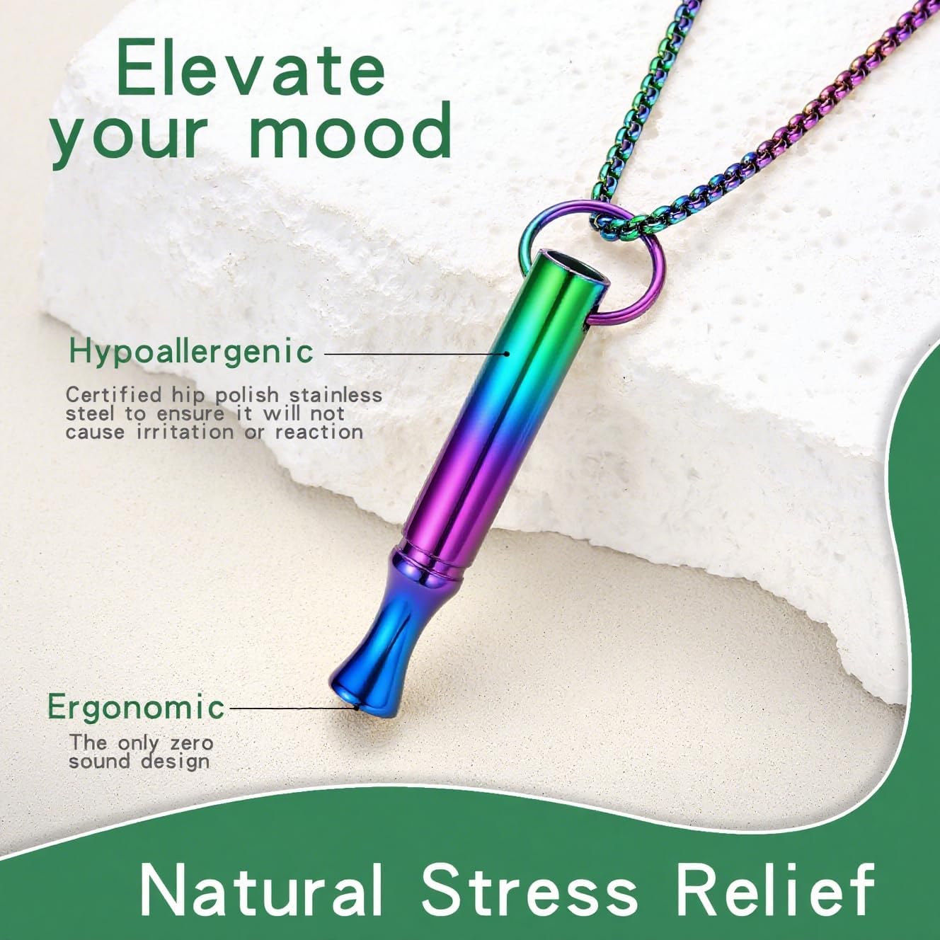 Breathing Necklace for Calm & Focus - Personal Essential Oil Diffuser for Anxiety Relief, Quit Smoking, Yoga and Meditation - Reusable Stainless Steel Pendant for Women Men - Image 3