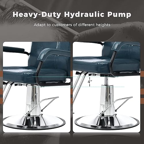 Miniatura 4 de Veemuaro Silla de salón para estilista silla hidráulica de altura ajustable con bomba hidráulica resistente silla de peluquería giratoria de 360
