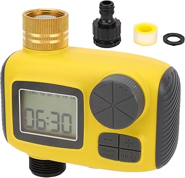 Sprinkler Timer, Programmable Hose Timer with Brass Inlet Rain Delay Manual Watering Function for Yard Lawn Garden Irrigation Water Proof IP55