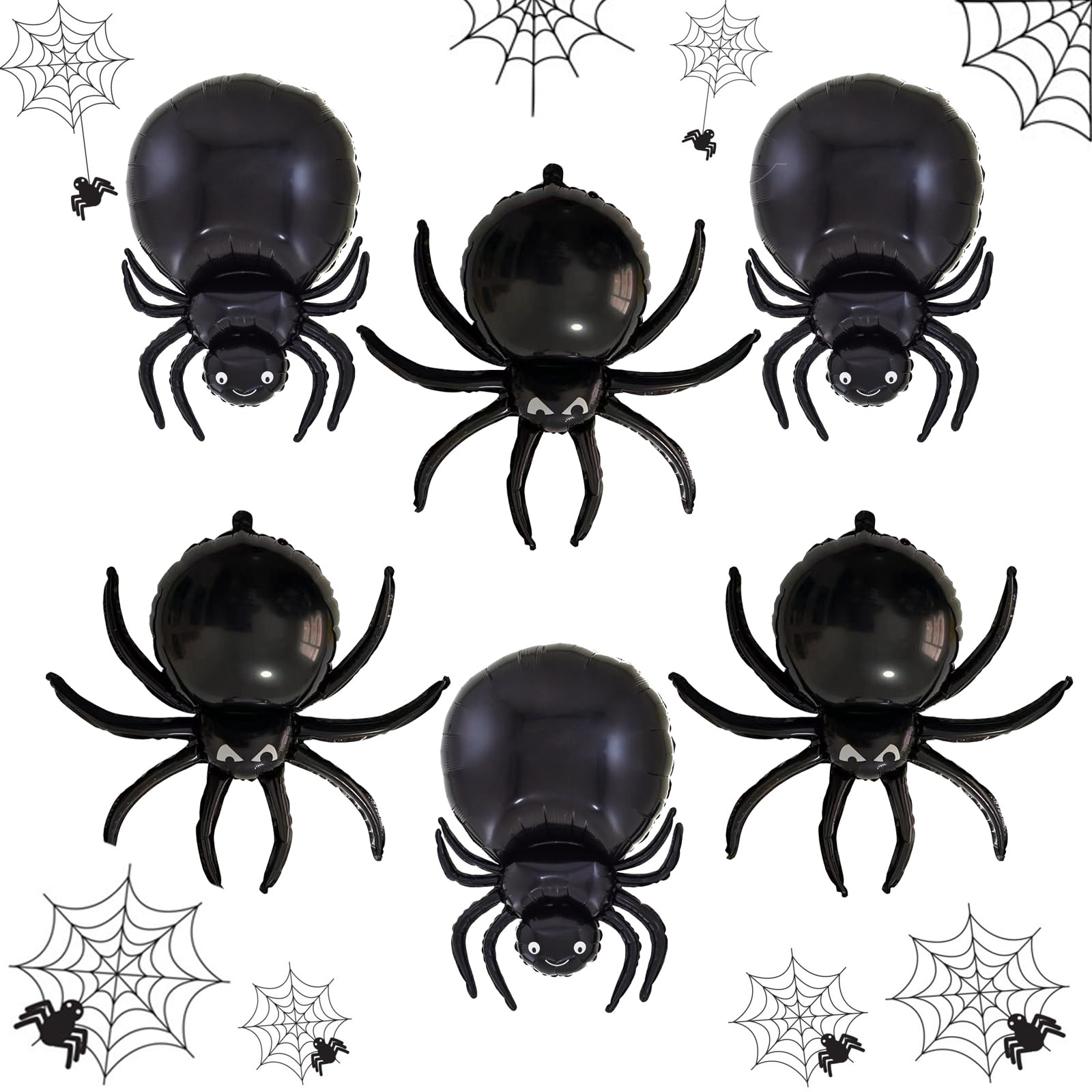 6 PCS Spider Balloons Black Spider Halloween Balloons, Halloween Balloon Spider Party Supplies Decoration Party Decoration Balloon Party Set