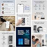 TCL Smart Deadbolt Lock pour Front, AI Serrures de porte sans clé avec Wi-Fi sans moyeu, Télécommande App, Auto-Lock, Sonnette de porte, 8-Month Batterie, fonctionne avec Alexa & Assistant Google, D2 Plus