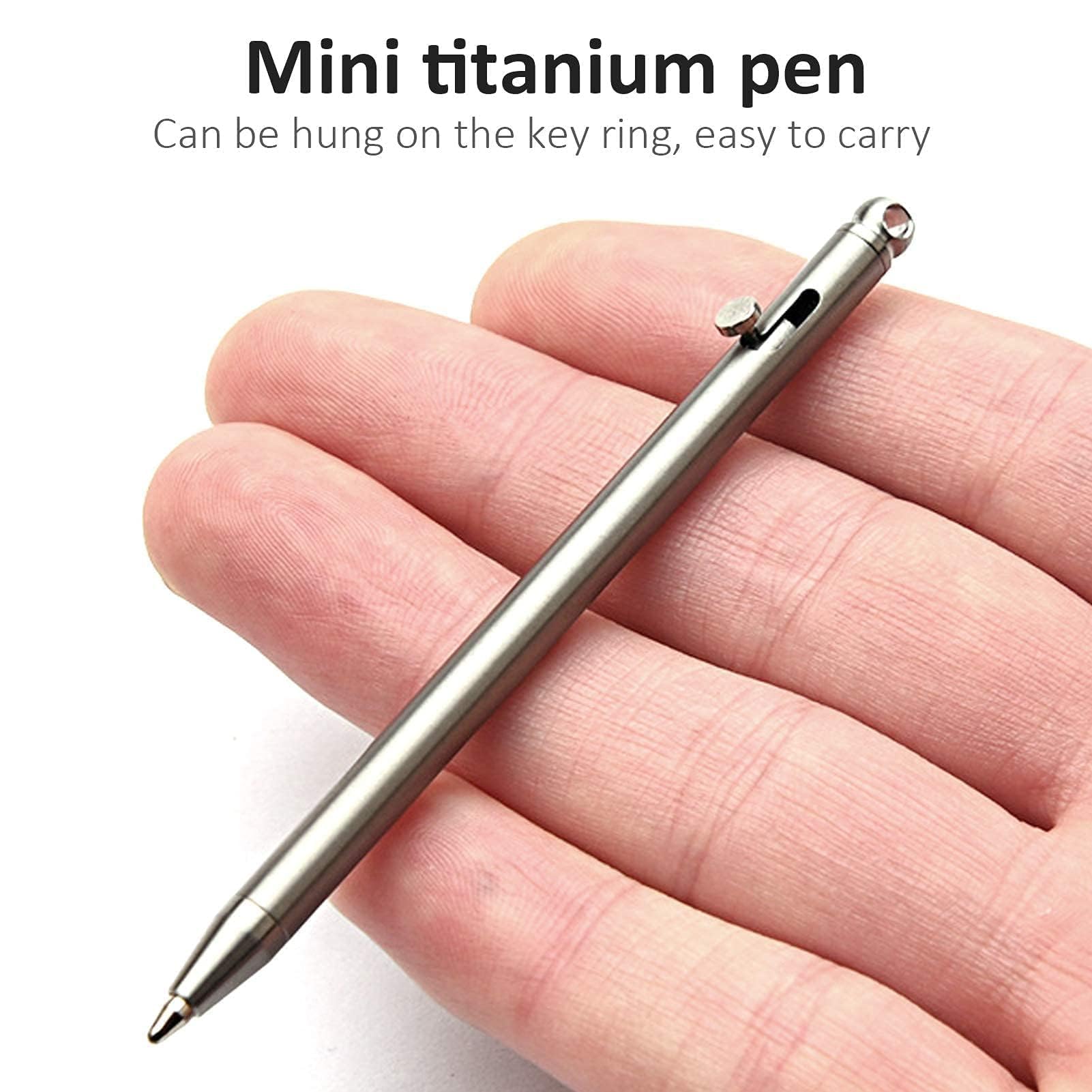 VBESTLIFE Mini-Stift aus Reinem Titan, , Tragbar, Schlüsselanhänger, Zeichen, Kugelschreiber, Schreibgerät (Grau)