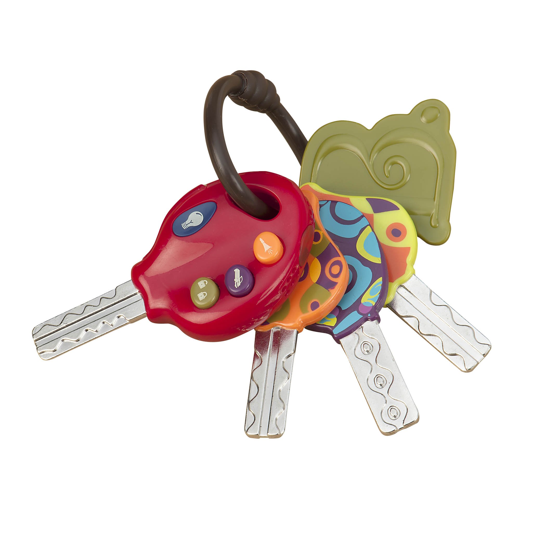 B. toys - LucKeys - Tomate - Spielzeug-Autoschlüssel - 4 Schlüssel & Schlüsselring - Lichter & Geräusche Fernbedienung - Baby-Beißring - 10 Monate +