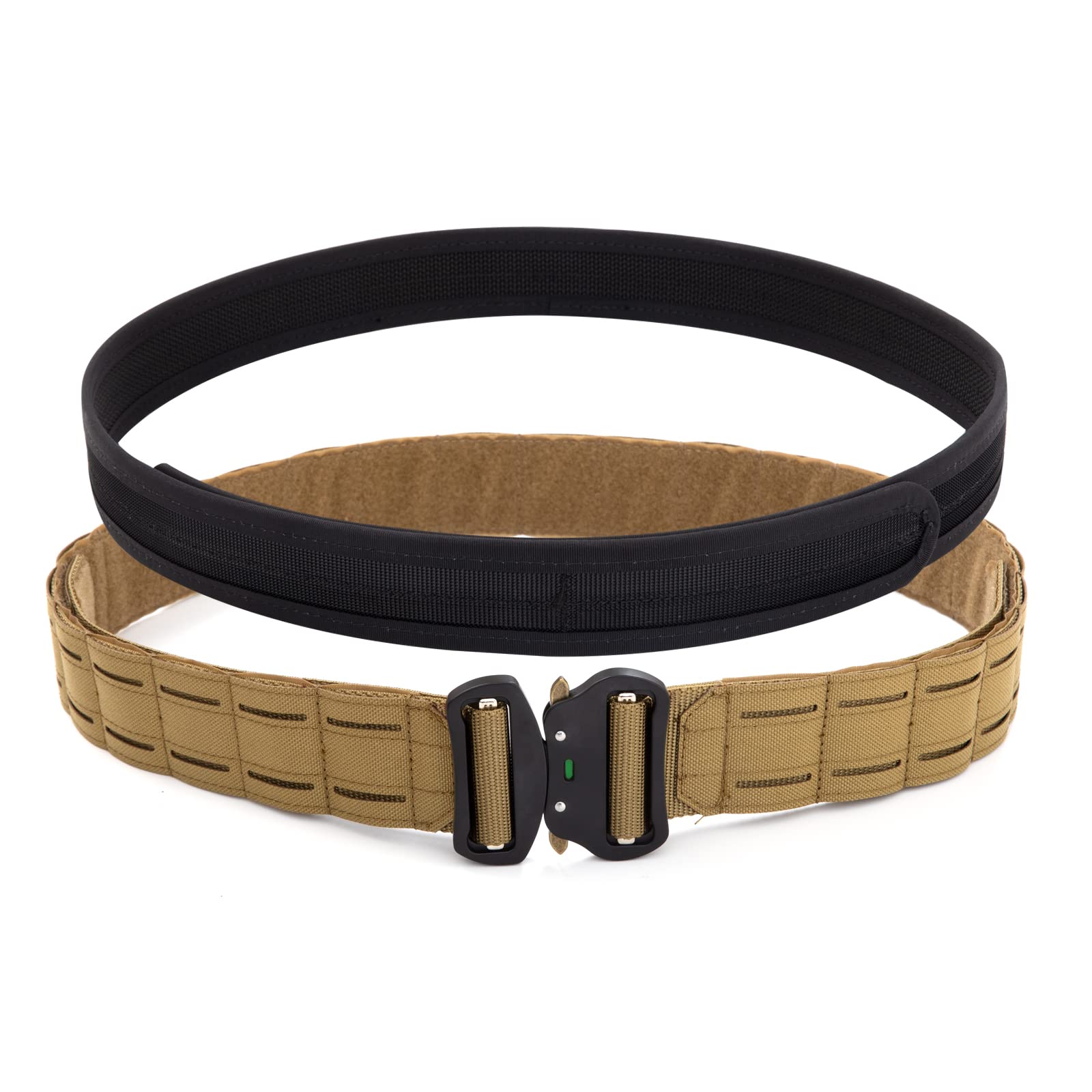 Tuxapo Tactical Lightweight Belt Laser Cutting Molle System Quick Release Buckle, 2" Tactical Molle Belt with 1.5" Inner Belt