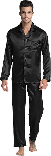 Tony & Candice Men's Long Satin Pyjamas - Premium Sleepwear