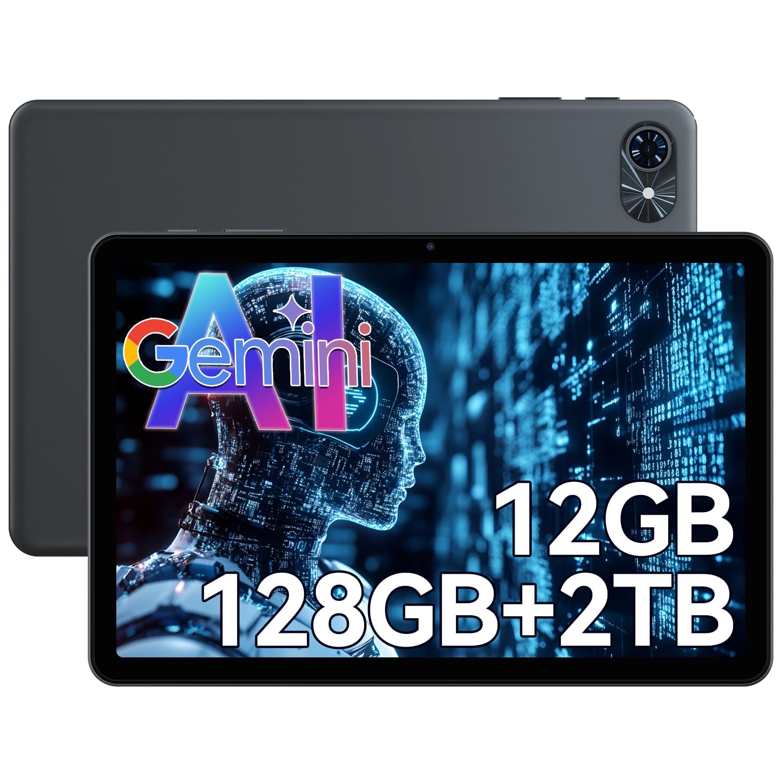 TABWEE 2026 Neueste Android 15 Tablet 10 Zoll - 12GB RAM+128GB ROM, Octa Core, Gaming Tablet, Widevine L1, 1280x800 IPS, 6000mAh Akuu, Gemini AI, 5MP KI Kamera, Face ID, 5G WiFi, 3.5mm Jack