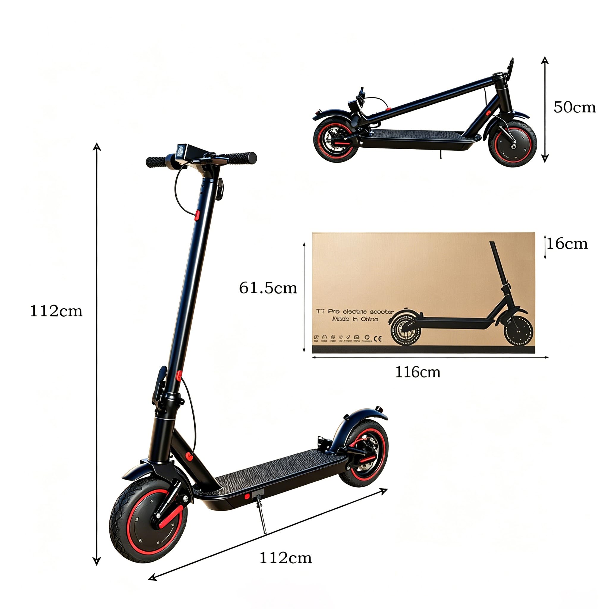 Monopattino Elettrico Adulti, Autonomia 30 km, Pneumatici Antitraforo solidi da 10", Doppie Sospensioni, Doppi Freni a Disco, 3 Velocità, App, Carico Massimo 120 kg, Piehevole per Città