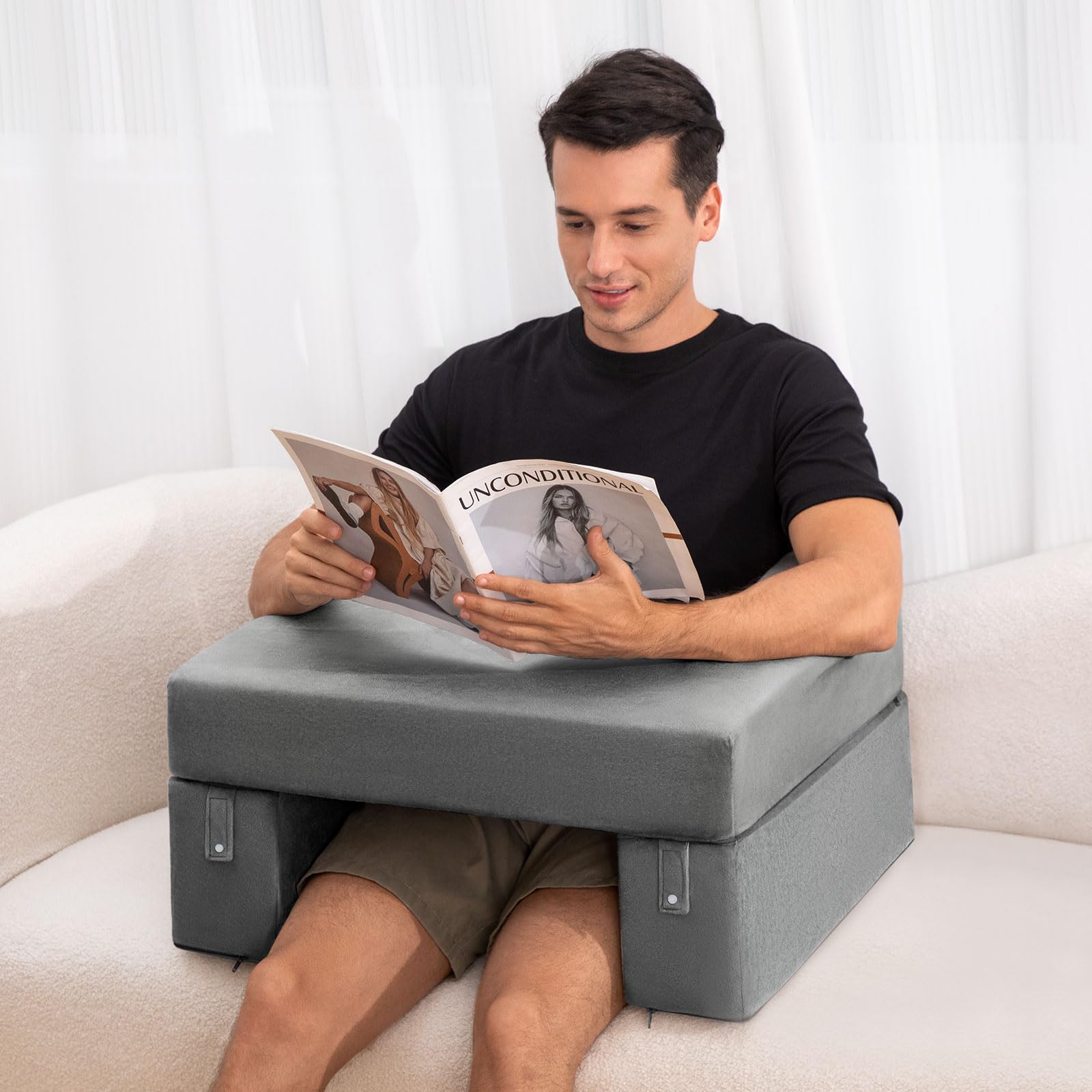 NOSTHEART Cojín de Lectura para Cama y sofá, Espuma viscoelástica para Juegos, sofá, Suelo, Libre, Ajustable, cojín para Libros, cojín de Escritorio