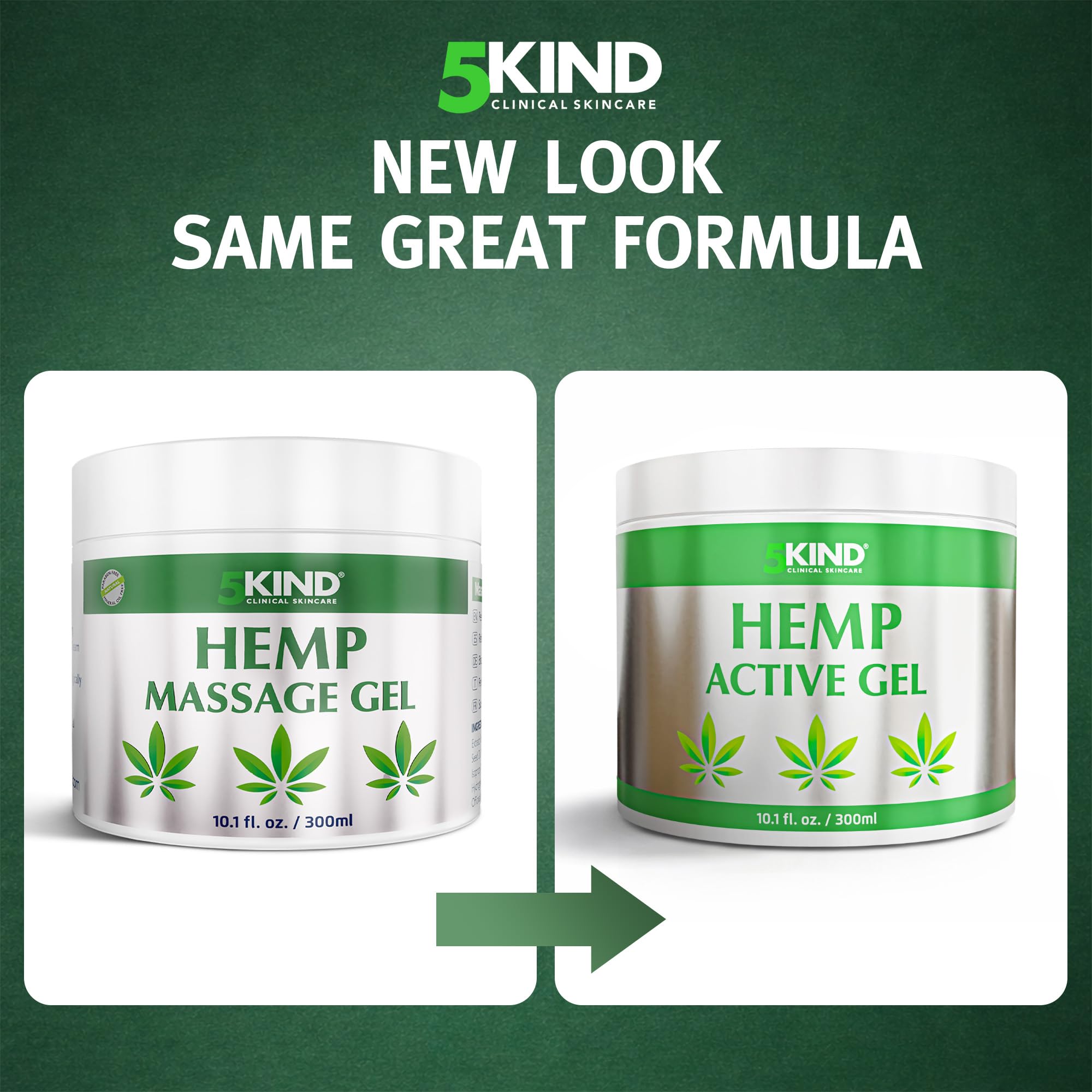 5kind Hemp Active Gel 300ml - High Strength Formula - Natural Hemp Massage Gel for Back, Muscles, Feet, Knees, Neck & Shoulders - Hemp Gel Muscle Rub Rich in Natural Extracts