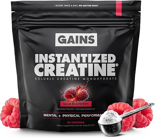 Miniatura 10 de Gains in Bulk Monohidrato de Creatina Instantánea para Mujeres y Hombres, Polvo de Creatina Soluble, Apoya la Construcción Muscular, Fuerza y
