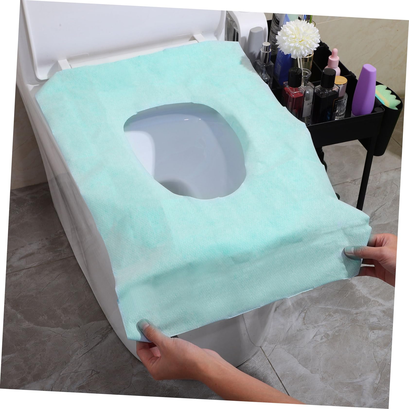BESTonZON Hotel Toilet Seat Covers 10 Pack Disposable Mats Portable Bathroom Seat Pads Easy to Carry Waterproof for Cleaning and Training