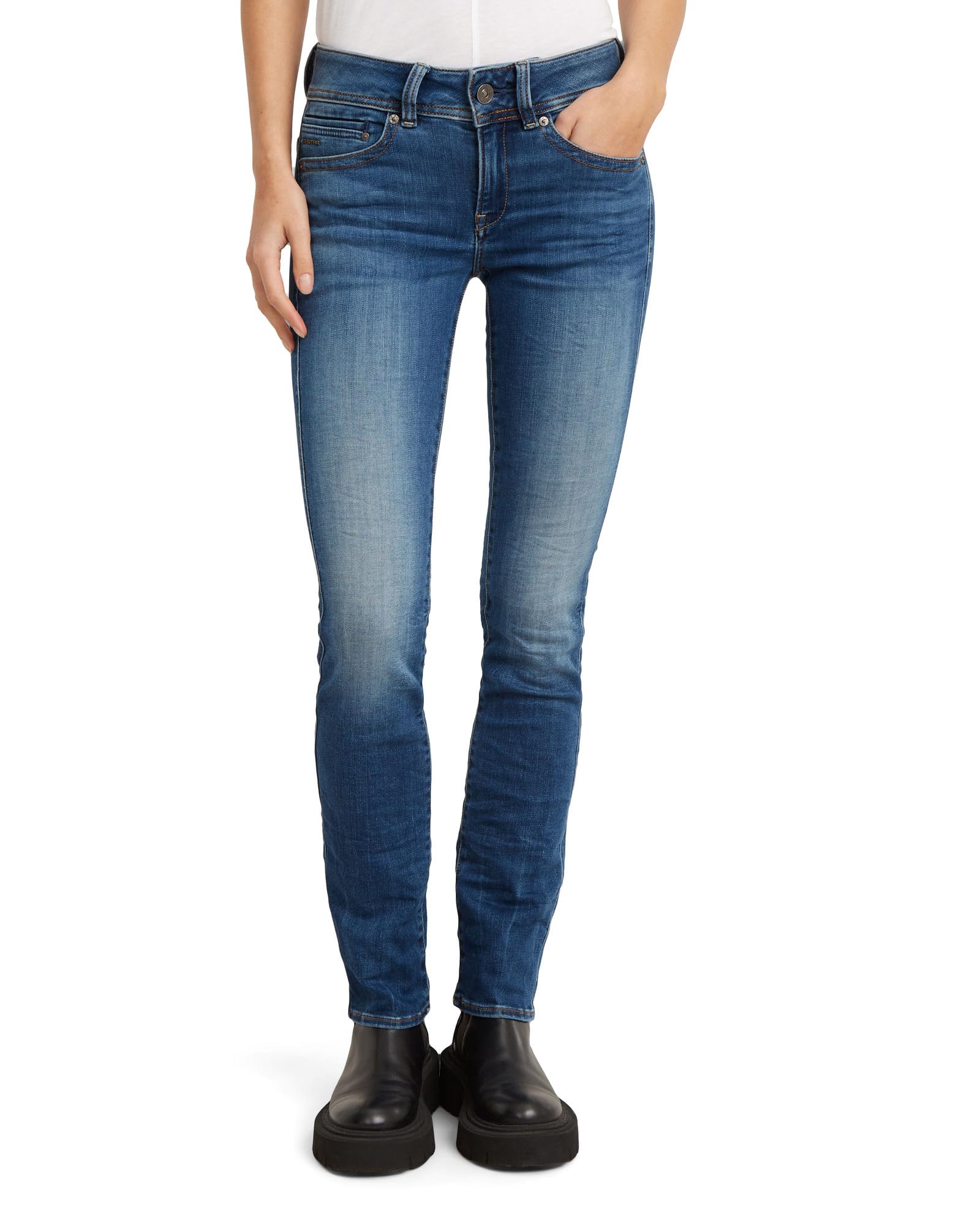 G-STAR Women's Midge Saddle Straight Jeans, Blue (dk Aged D02153-6553-89), 28W / 30L