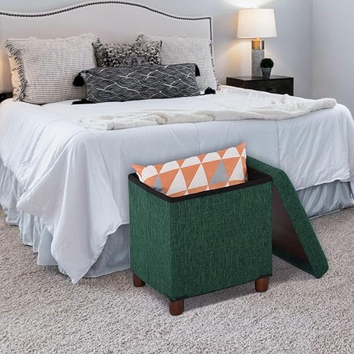 Miniatura 9 de Otomana de almacenamiento de 15 pulgadas con patas de madera, taburete con reposapiés cúbicoreposapiés cuadrado, almacenamiento para sala de estar,