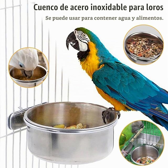 Foto 5 de 6 de IMCCZONY 6 Piezas de Vasos Acero Inoxidable para Platos AlimentacióN PáJaros, Comedero para Loros