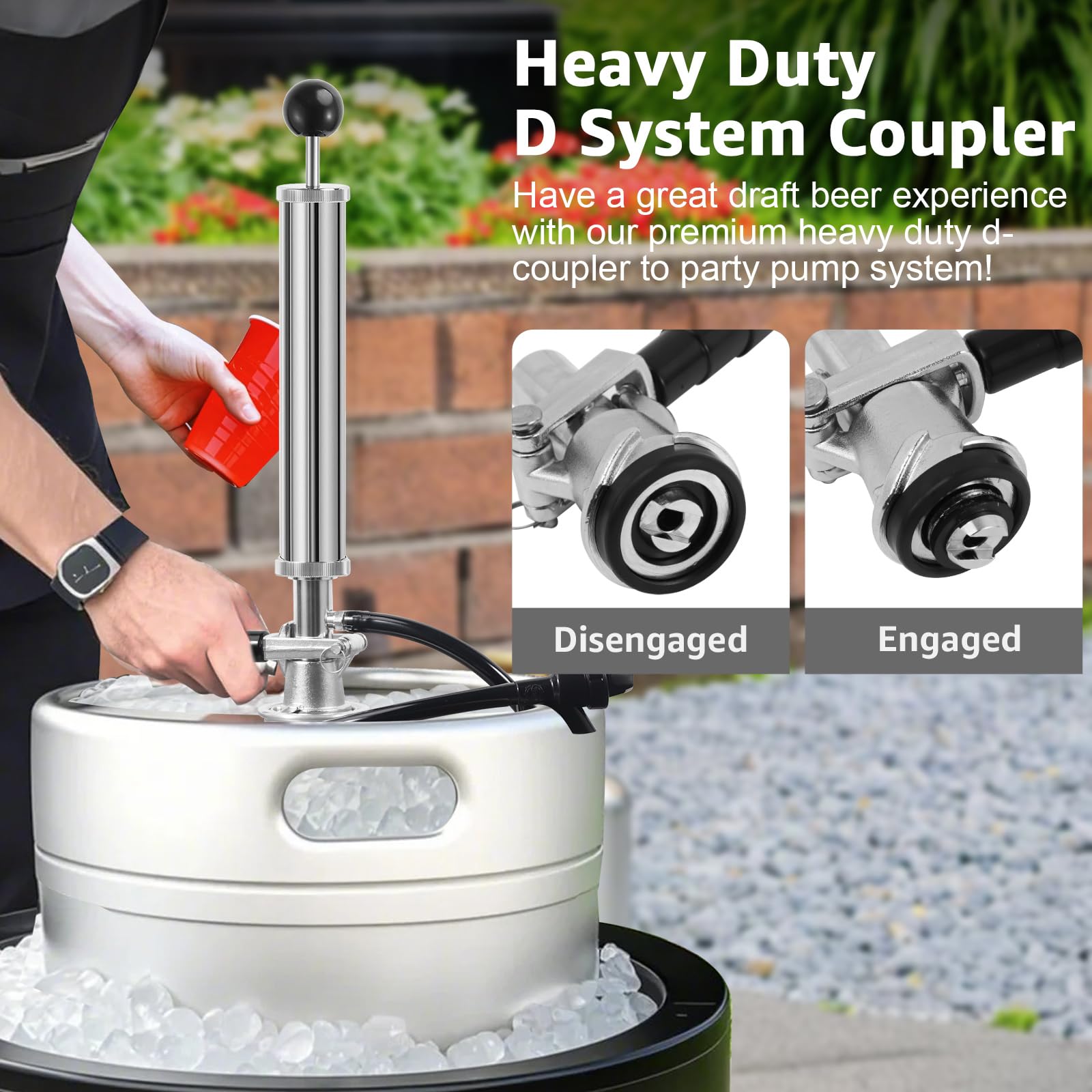Hgkeke Bierzapfhahn, D-Typ-Fass-Handpumpe für Sankey-Fässer, 20,3 cm Fasspumpe, Wasserhähne für Bierfass Party-Pumpe, Bier-Pumpe, 