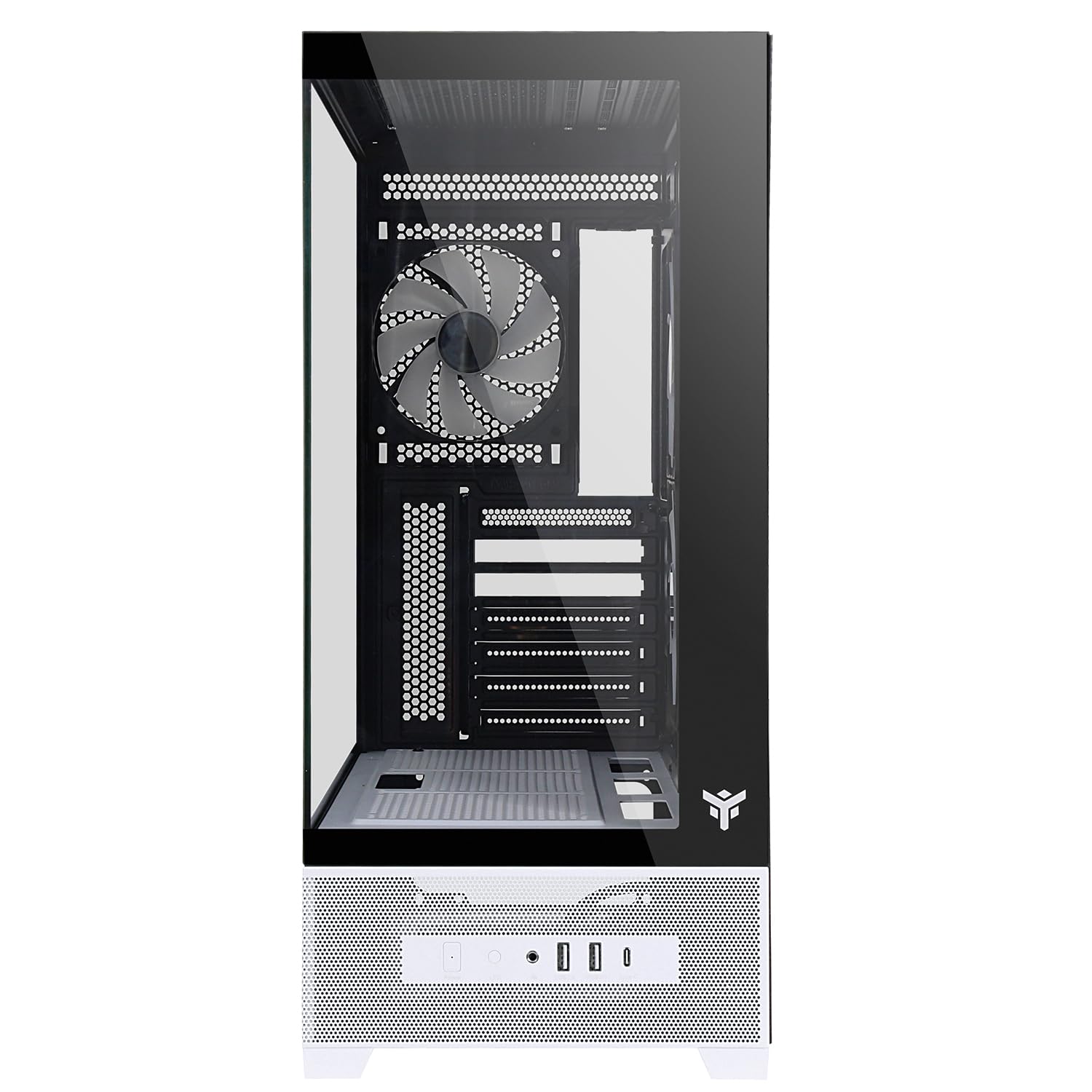 Itek Case Gaming SHOWBUI 37WB – Tower ATX con 3 Ventole ARGB 12 cm, USB-C, 2x USB 3.0 e Pannelli Laterale & Frontale in Vetro Temp - Ed. Bianca e Nera