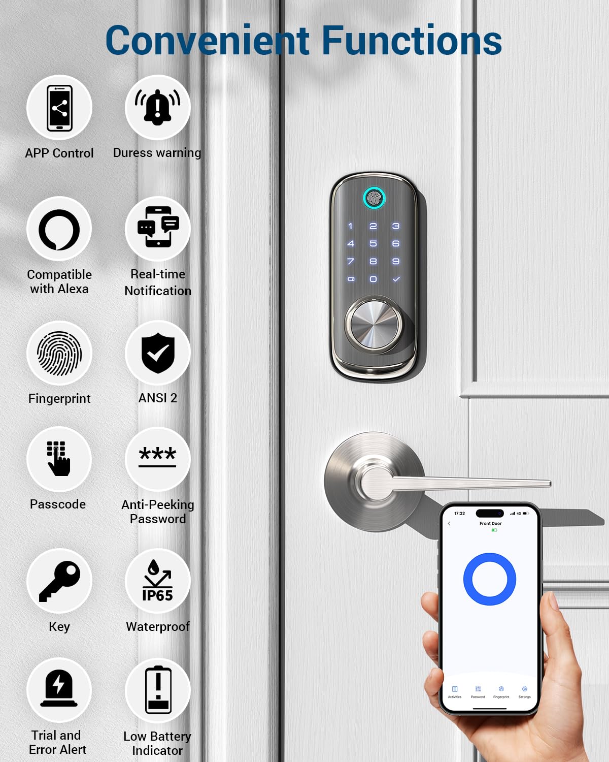 Snapklik.com : WiFi Smart Door Lock - Fingerprint Keyless Entry Lock ...