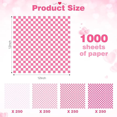 Miniatura 9 de Spakon 1000 hojas de papel encerado para alimentos de 12 x 12 pulgadas a cuadros encerados secos para envolver sándwich, revestimientos de cestas