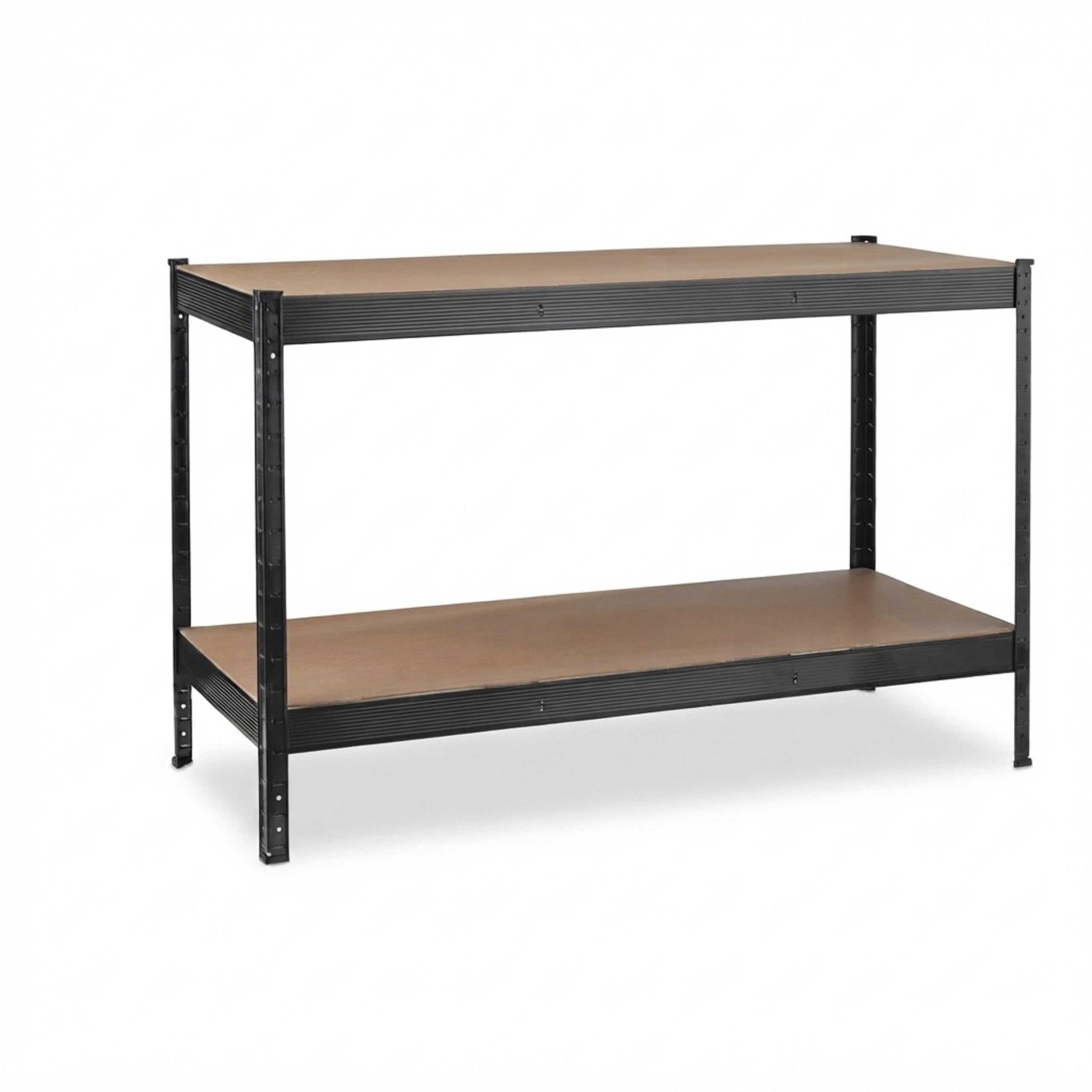 Relaxdays Werkbank, 600 kg, Werktisch, HBT 91 x 141 x 61 cm, 2 verstellbare Ebenen, Werkstatt Regal Stahl & MDF, schwarz