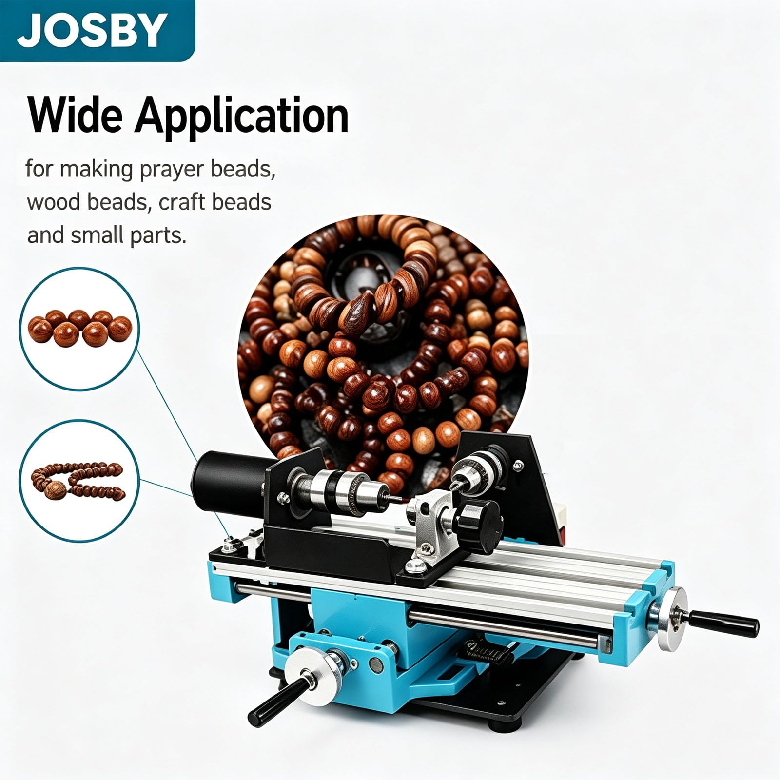 JOSBY Macchina per Perline Buddiste in Miniatura, Macchina da Banco Regolabile A 7 velocità per La Produzione di Perline di Legno, Strumento Compatto per La Lavorazione del Legno, per Rosari