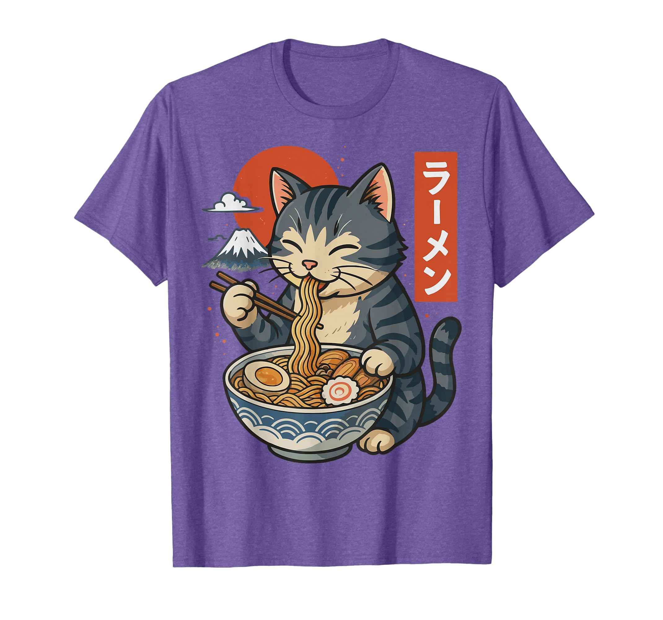 Anime Cat Eating Ramen Retro Kawaii Ramen Cat T-Shirt