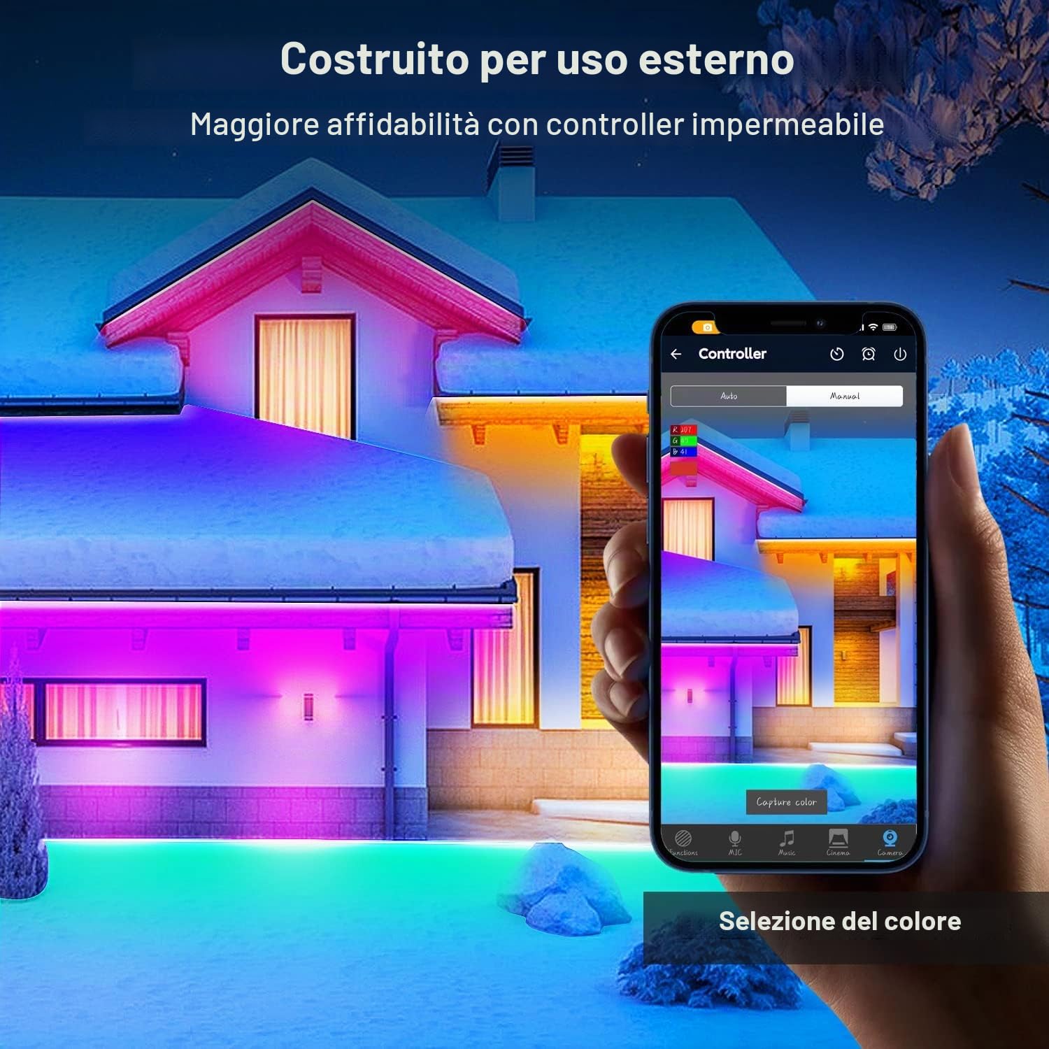 20M IP67 Striscia LED da Esterno, Bluetooth Striscia LED Impermeabile con App, Telecomando e Sincronizzazione Musicale, Luci Esterno per Giardino, Balcone, Terrazza, Festival (20M*1)
