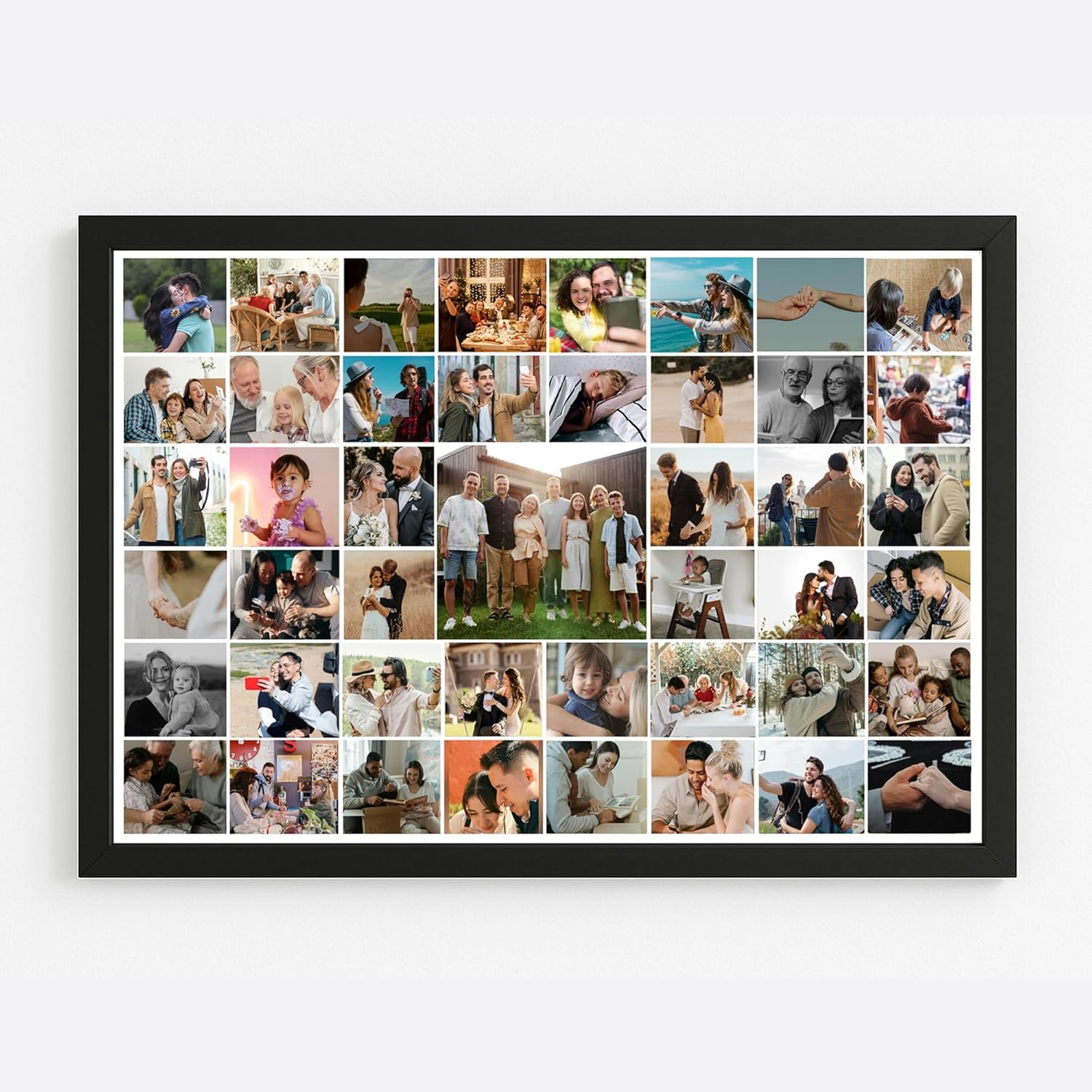 One Pinch 45 Photos Family Collage Frame | Large Wall Hanging Picture Frame | Personalized Family & Friends Photo Display | Big Multi-Photo Collage for Home Décor & Special Occasions