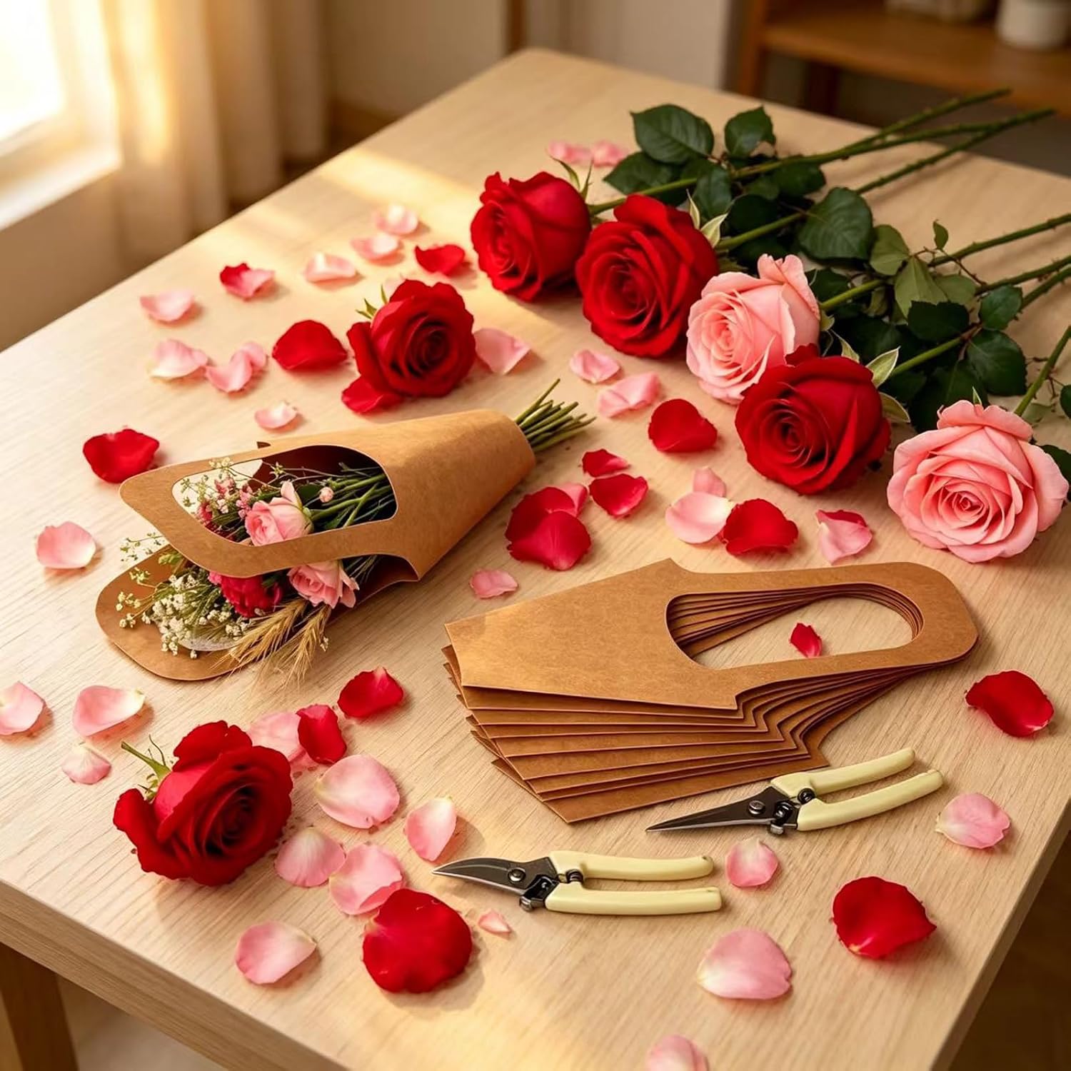 Flower Bags for Bouquets 50Pcs Kraft Paper Flower Wrapping Paper Gift Bags image 4